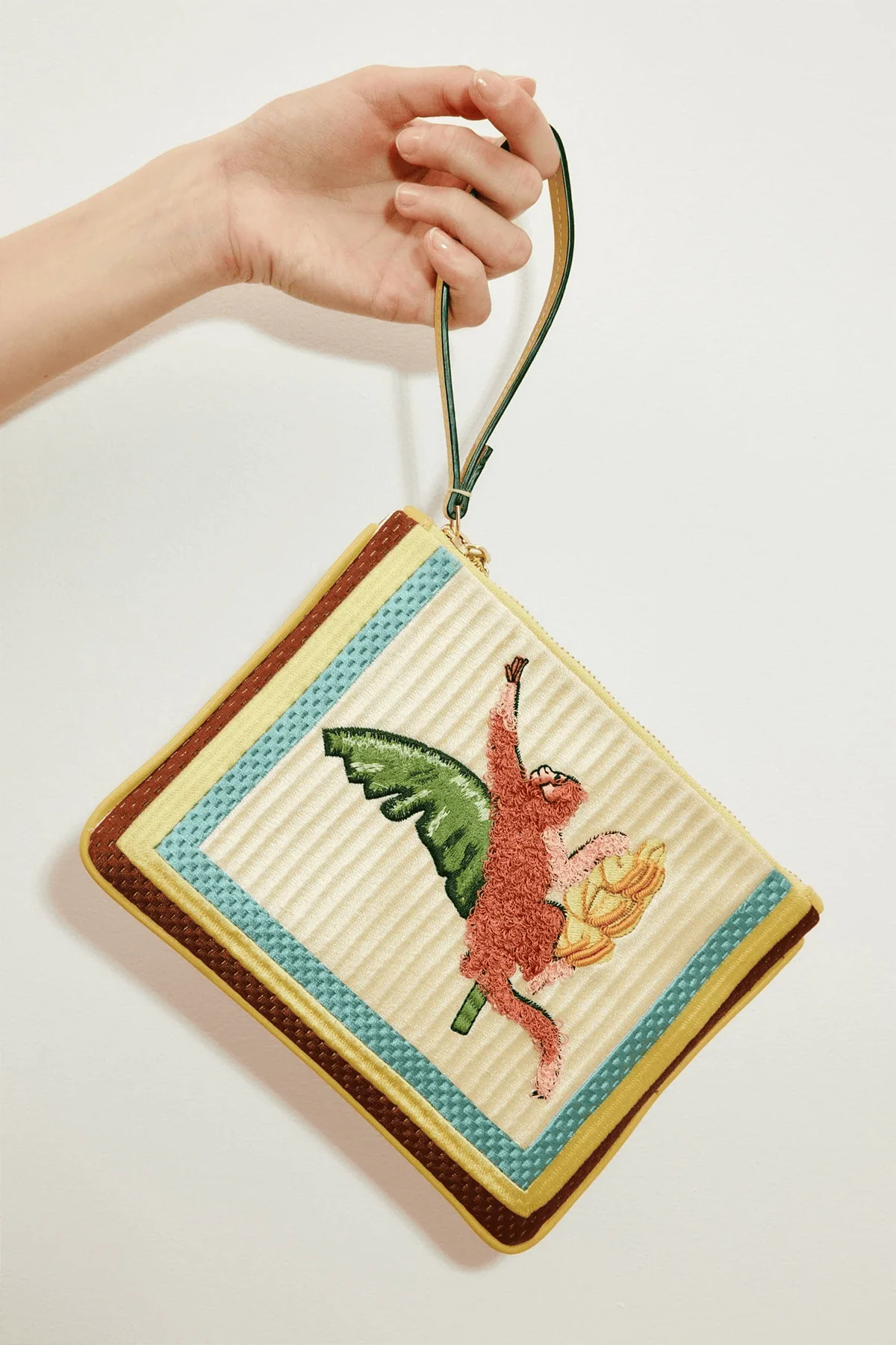 Mokshini Monkey Embroidered Clutch in Multi - Image 2