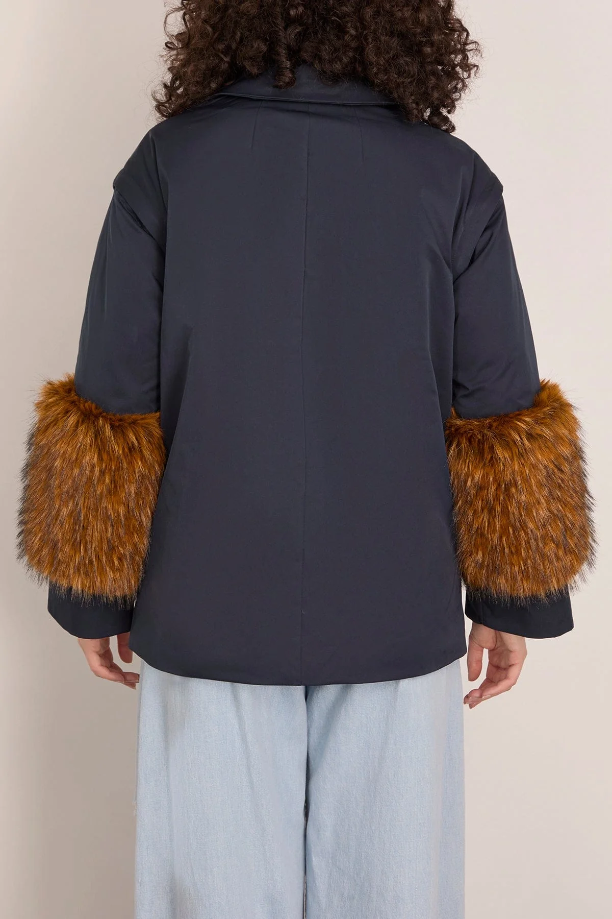 Muff Coat in Navy - Image 4