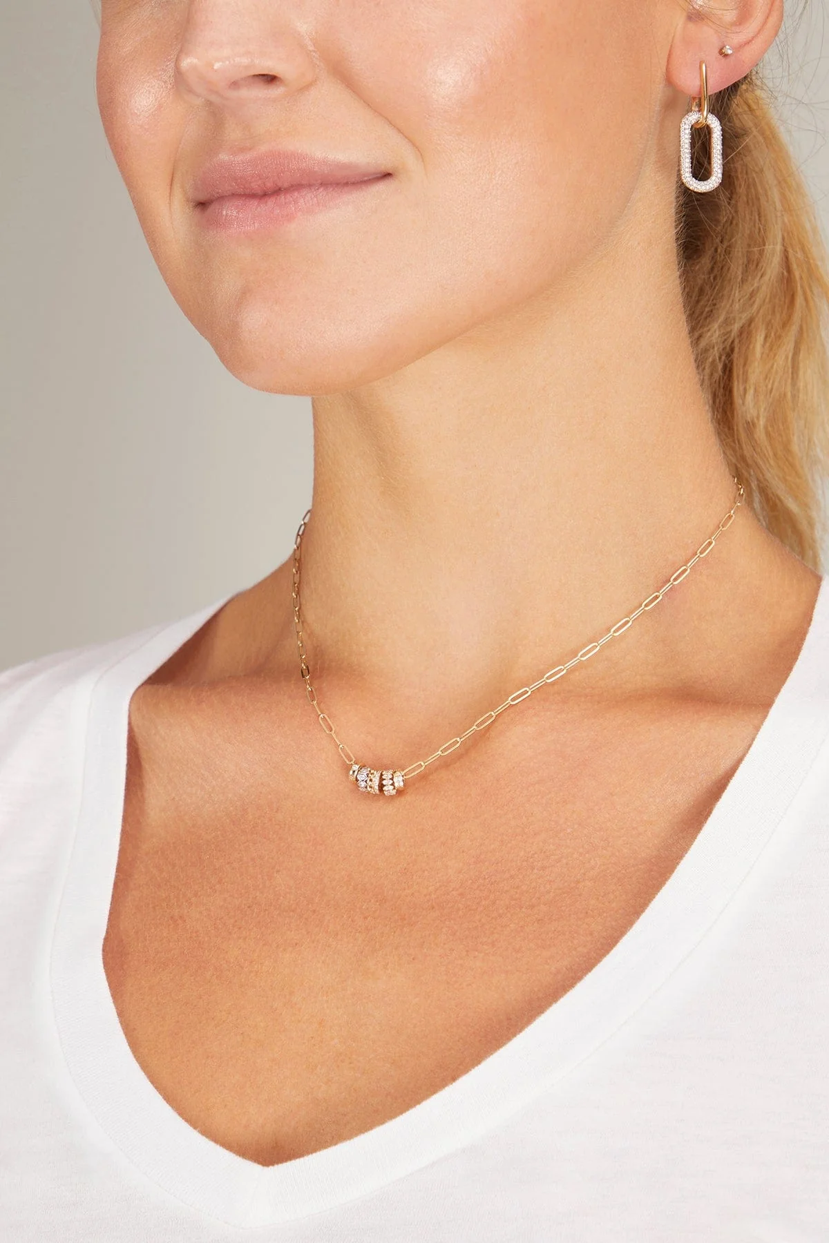 Multiring Paperclip Necklace in 14k Yellow Gold - Image 2