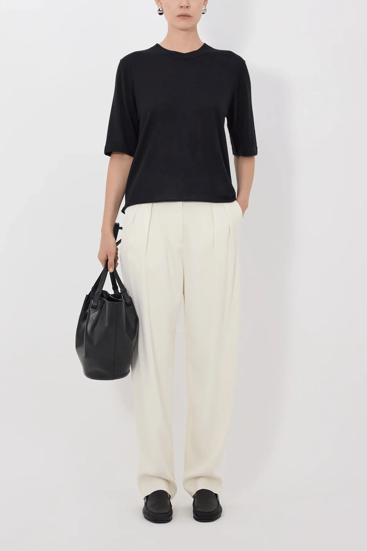Nala Fine Short Sleeve Top in Black - Image 2