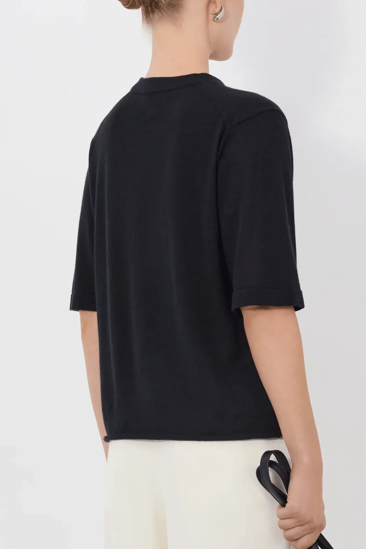 Nala Fine Short Sleeve Top in Black - Image 4