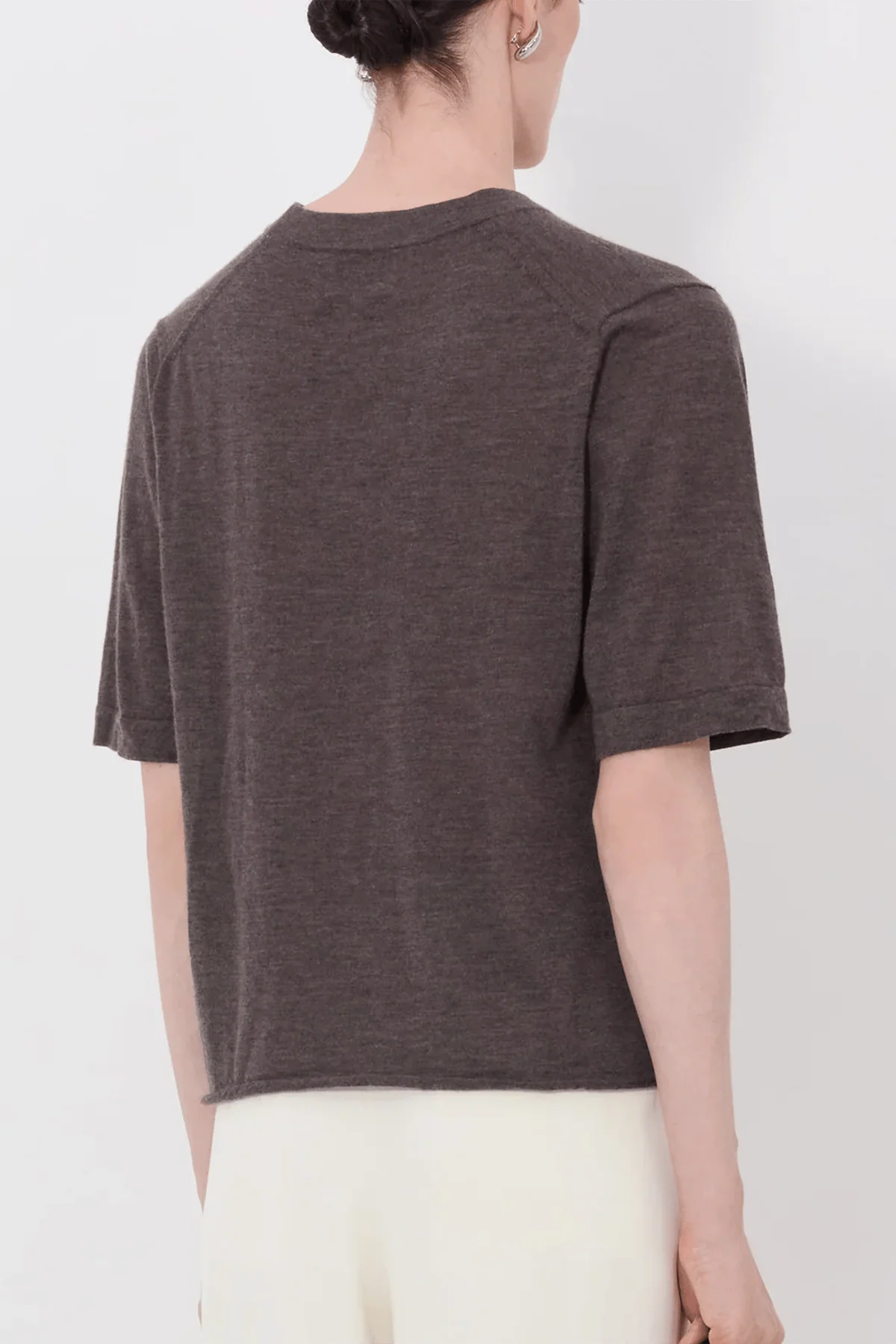 Nala Fine Short Sleeve Top in Brown Melange - Image 4