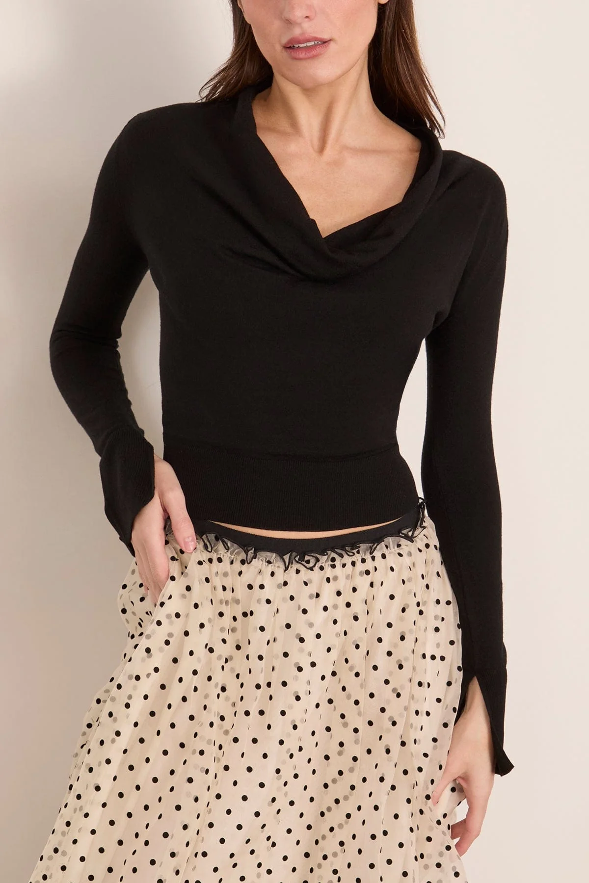 Natia Cowl Neck Top in Black - Image 3