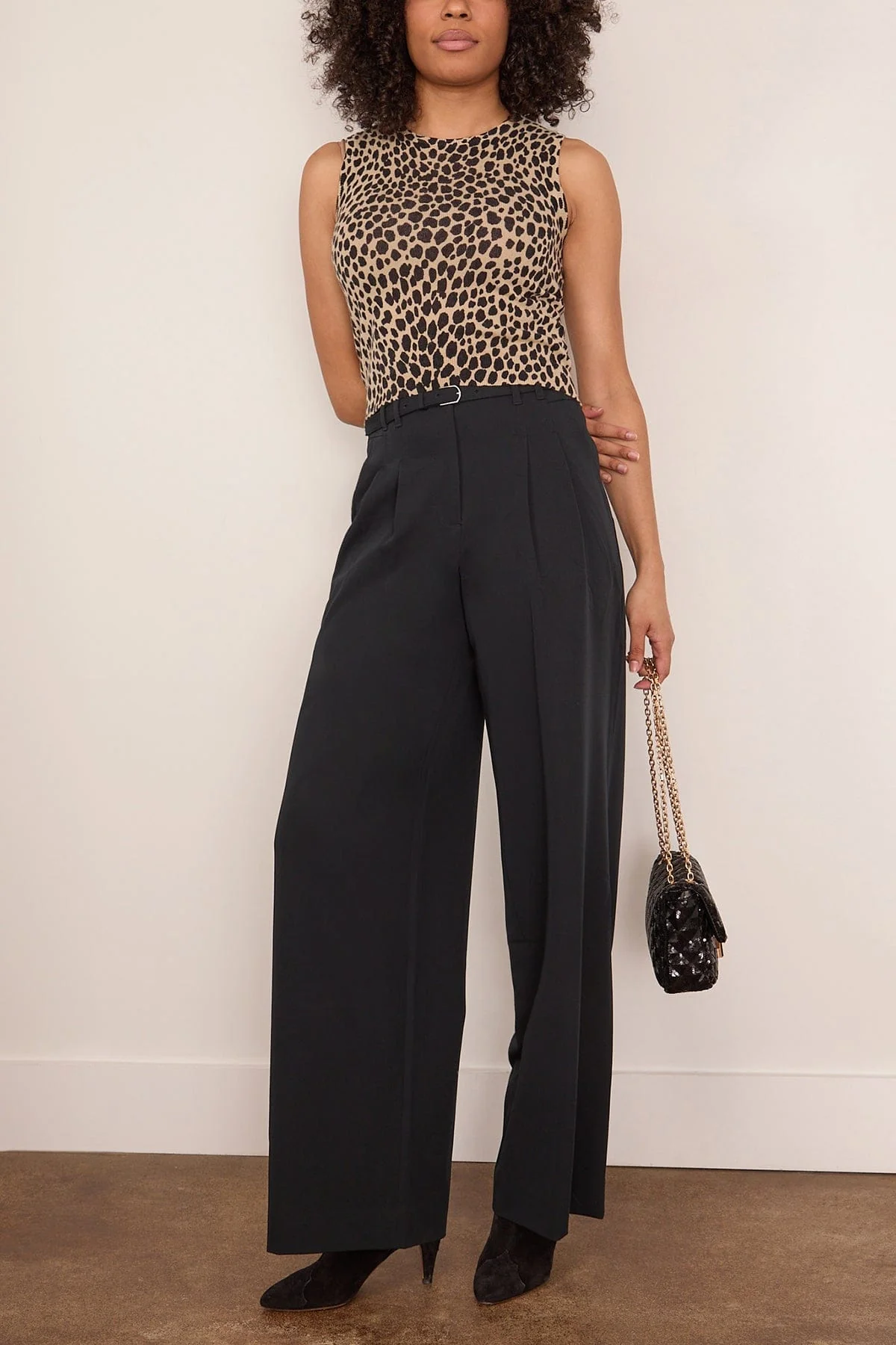 Nessa Sweater Tank in Taupe/Black Cheetah - Image 2