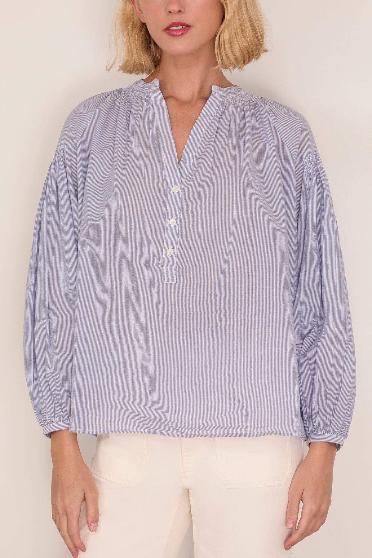 Nipoa Top in Blanc/Bleu - Image 3