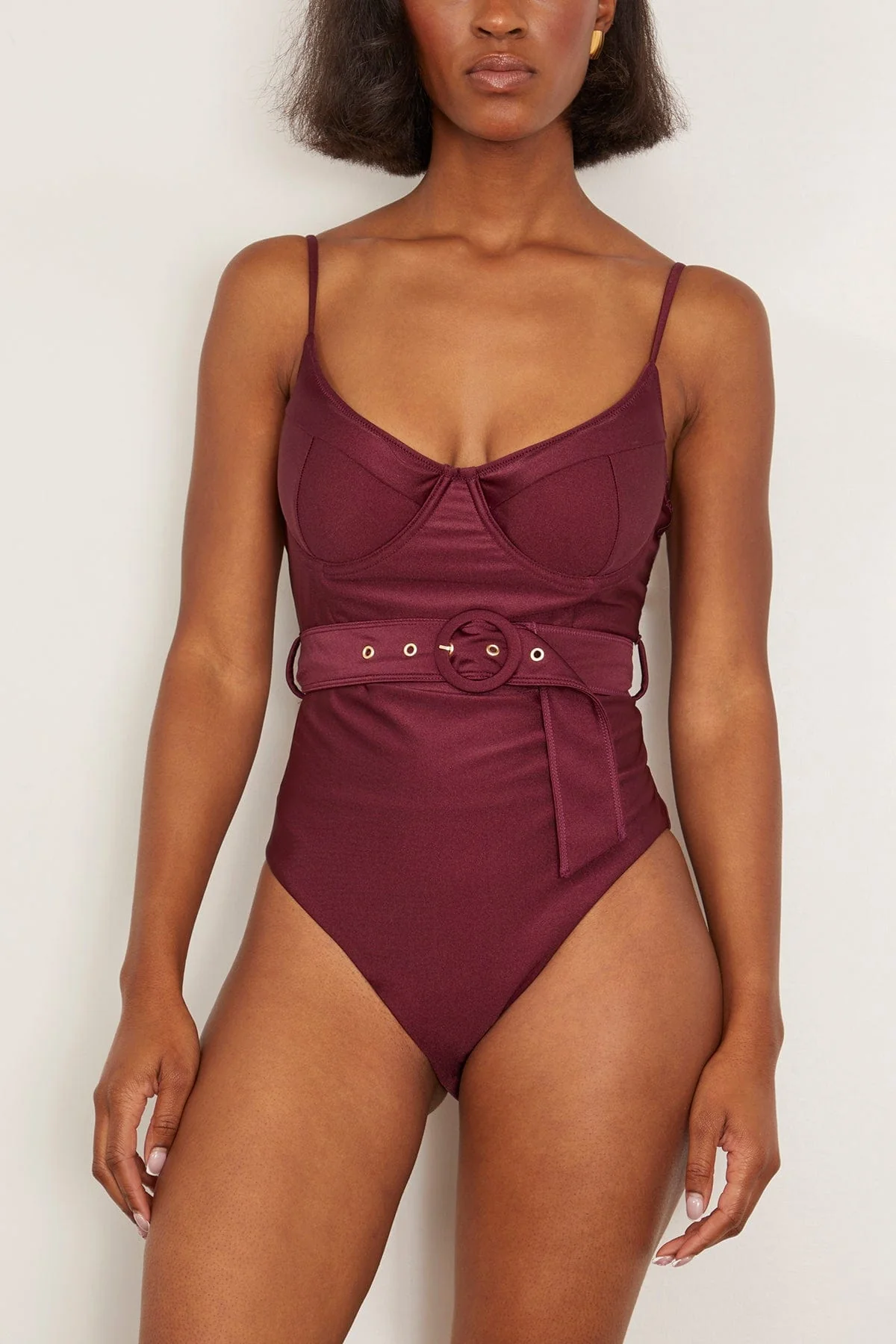 Noa Belted Bustier One Piece in Sangria - Image 3