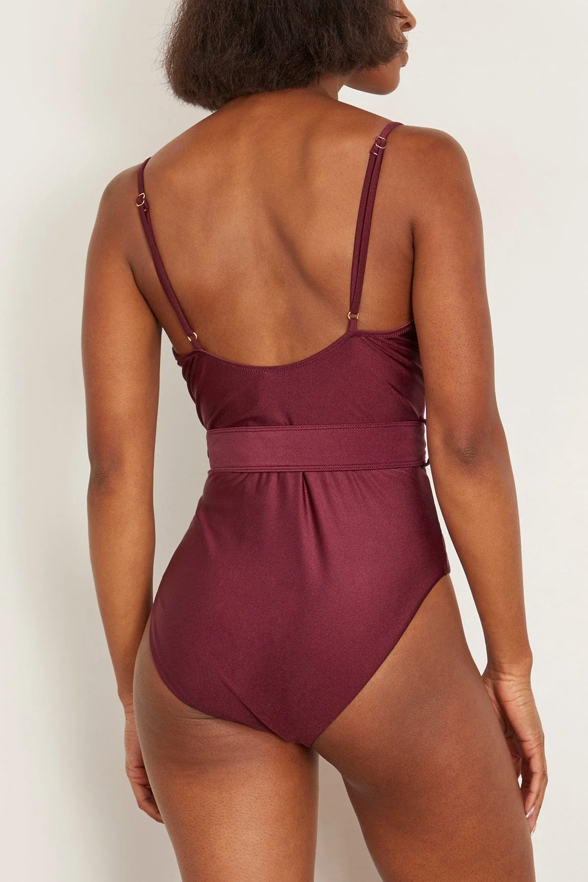 Noa Belted Bustier One Piece in Sangria - Image 4