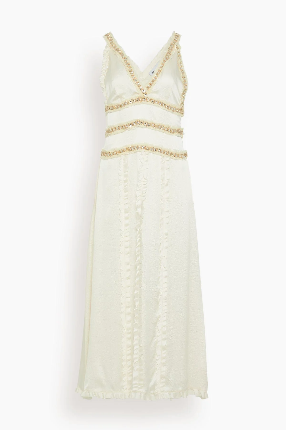 Nola Embellished Silk Dress in Ivory