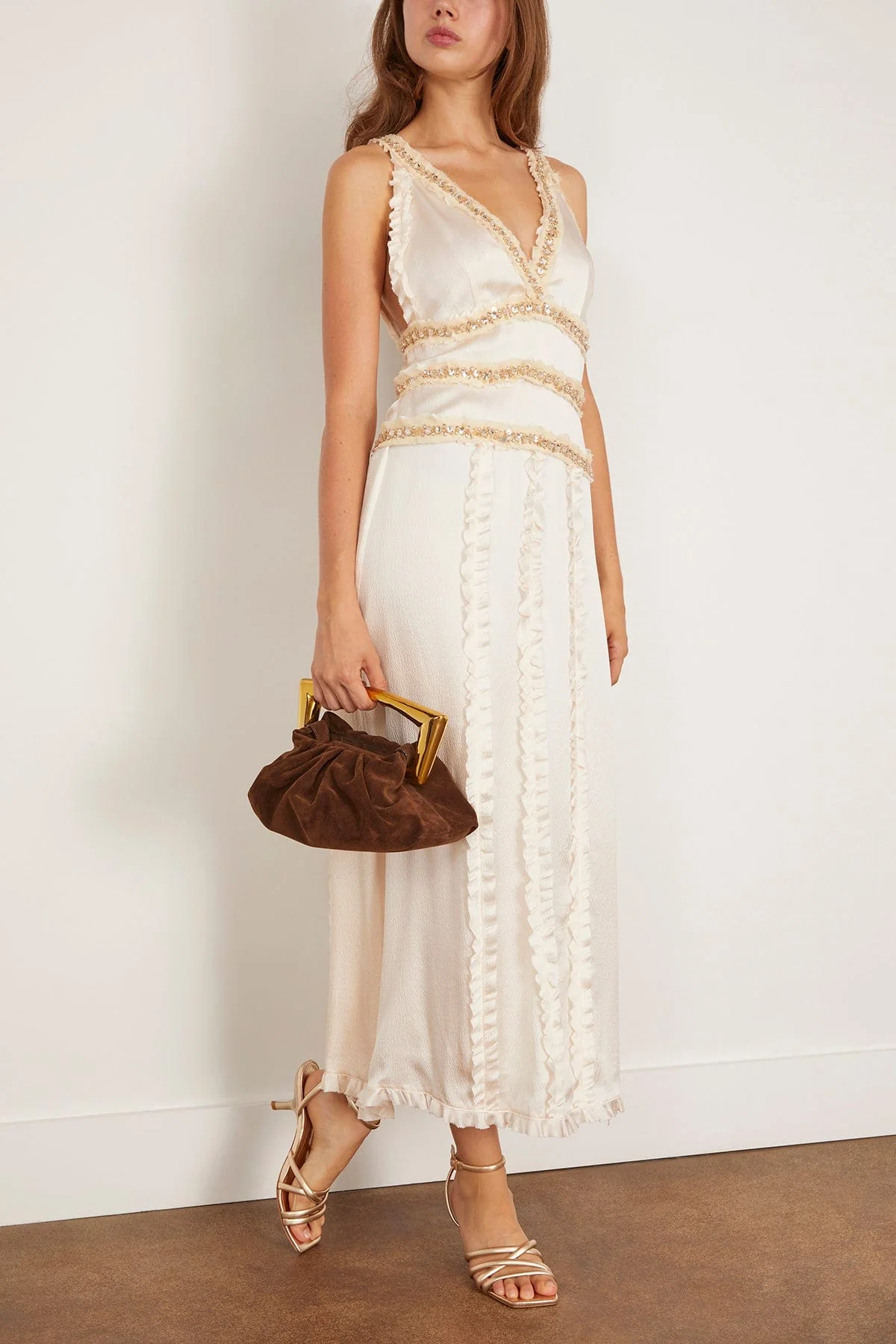 Nola Embellished Silk Dress in Ivory - Image 2