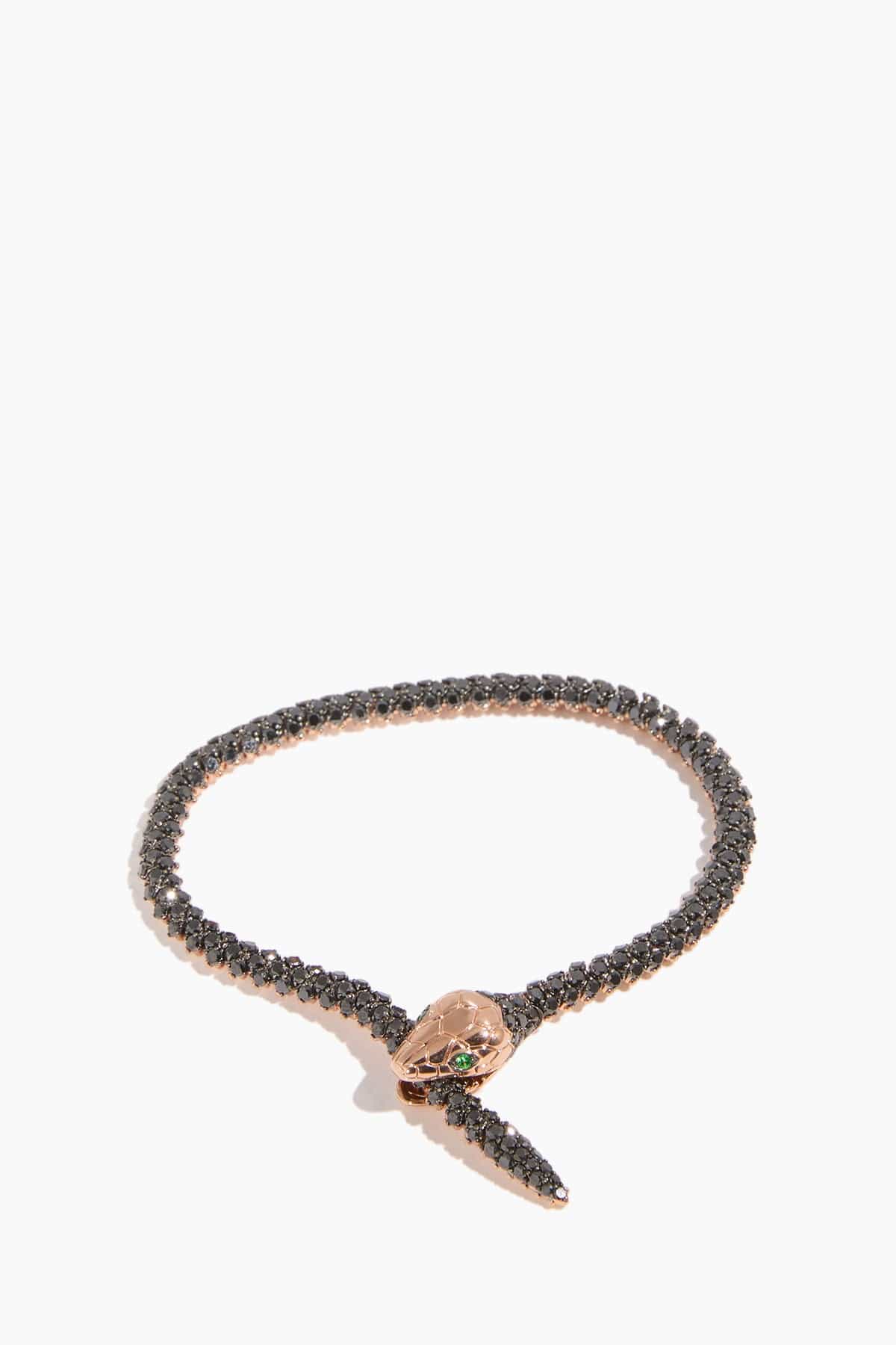 Nouveau Black Diamond Serpent Bracelet in 18k Rose Gold