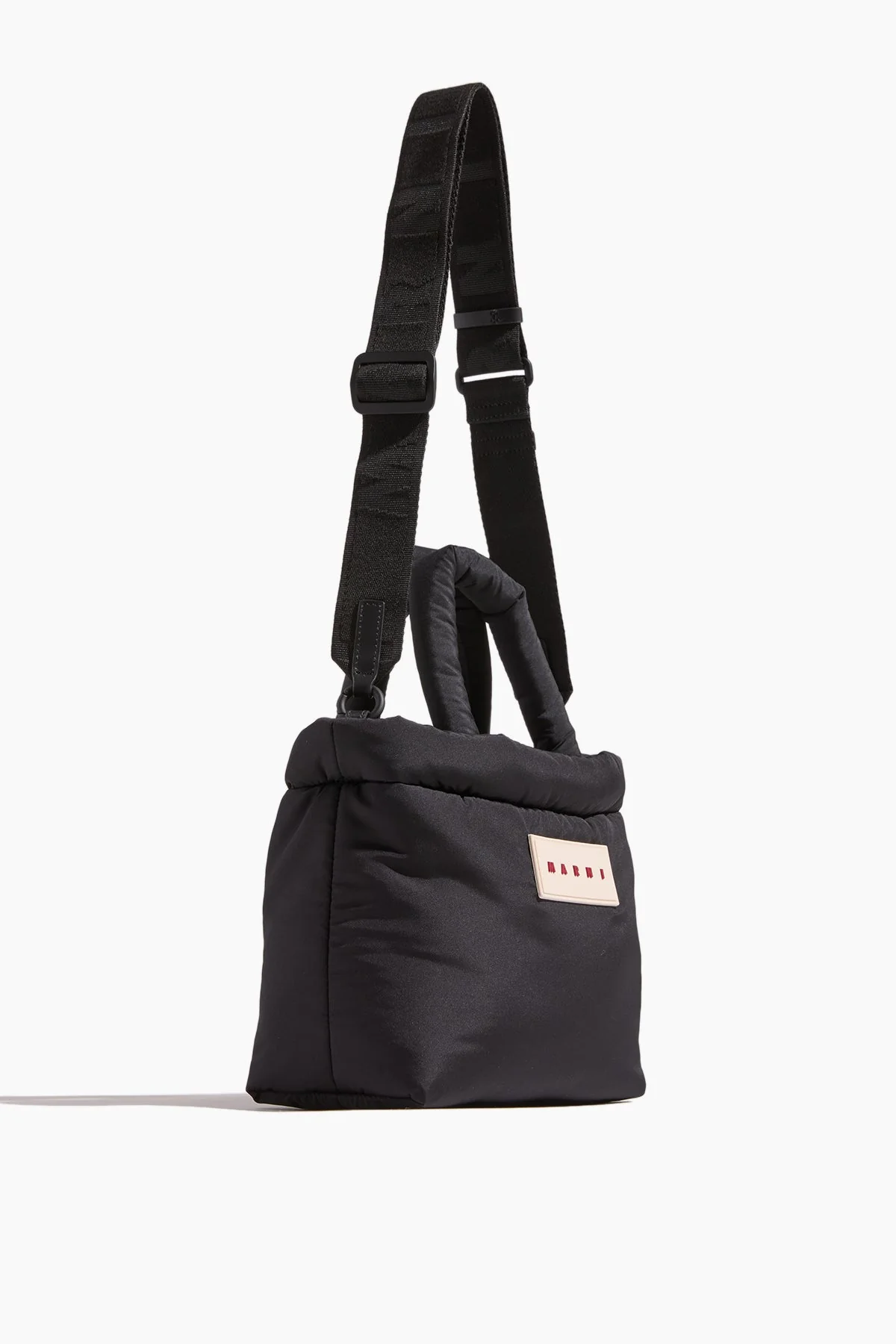 Nylon Puff Small Tote Bag in Black - Image 4