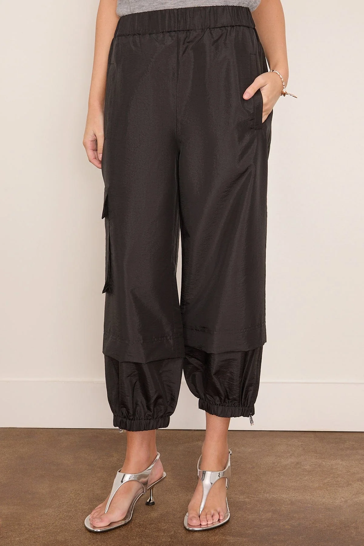 Nylon Pull On Jogger in Black - Image 3