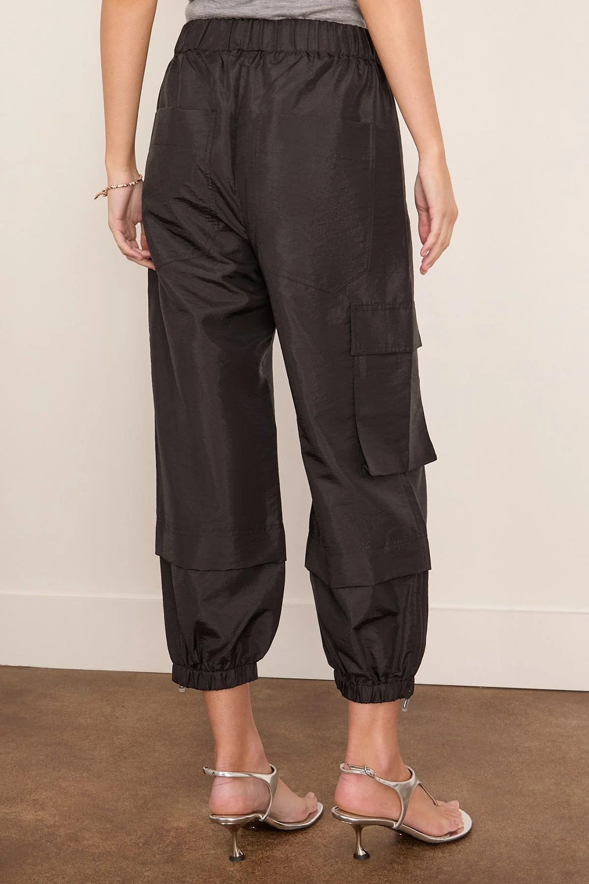 Nylon Pull On Jogger in Black - Image 4