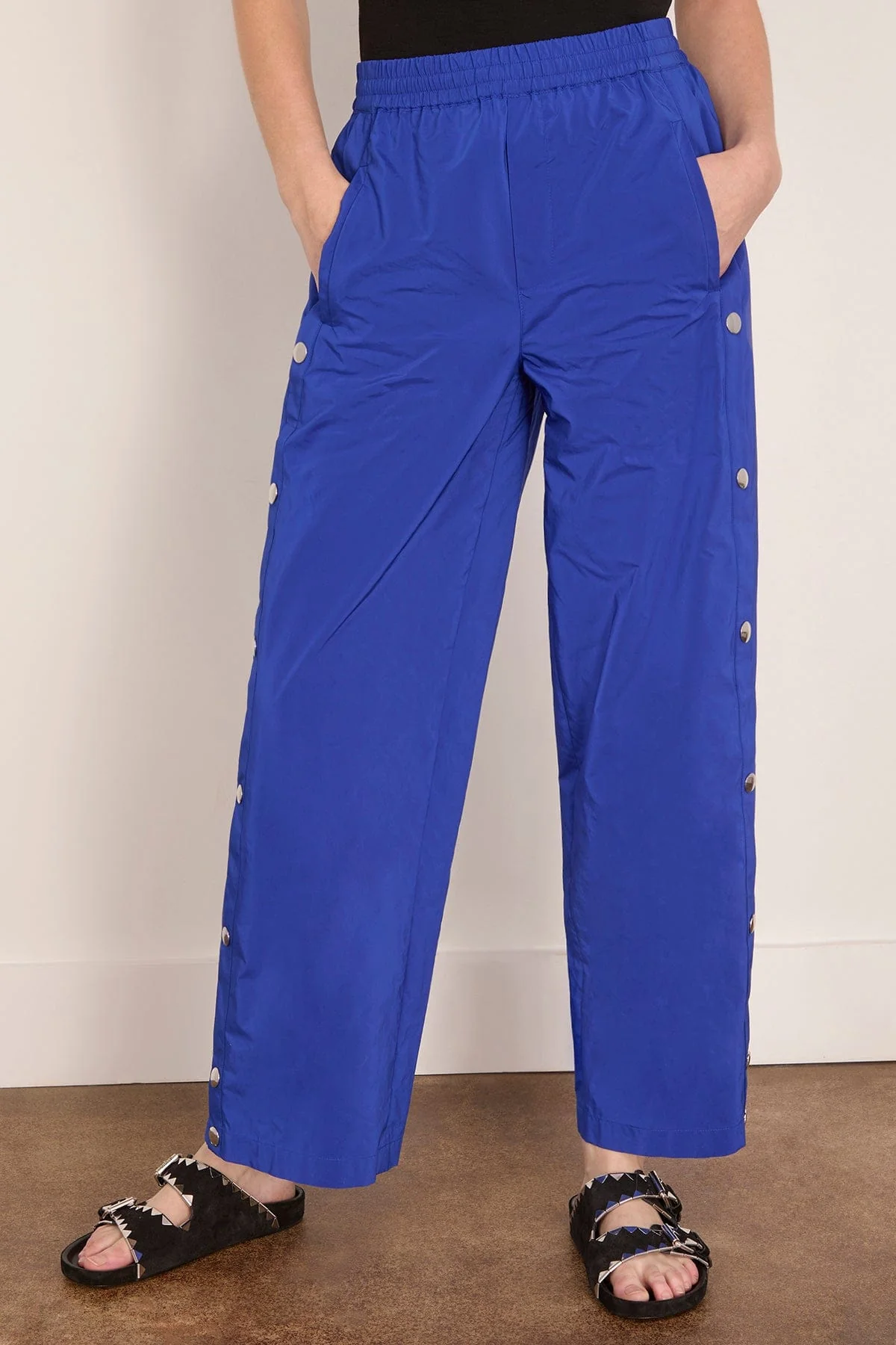 Nylon Snap Pull On Jogger in Blue - Image 3