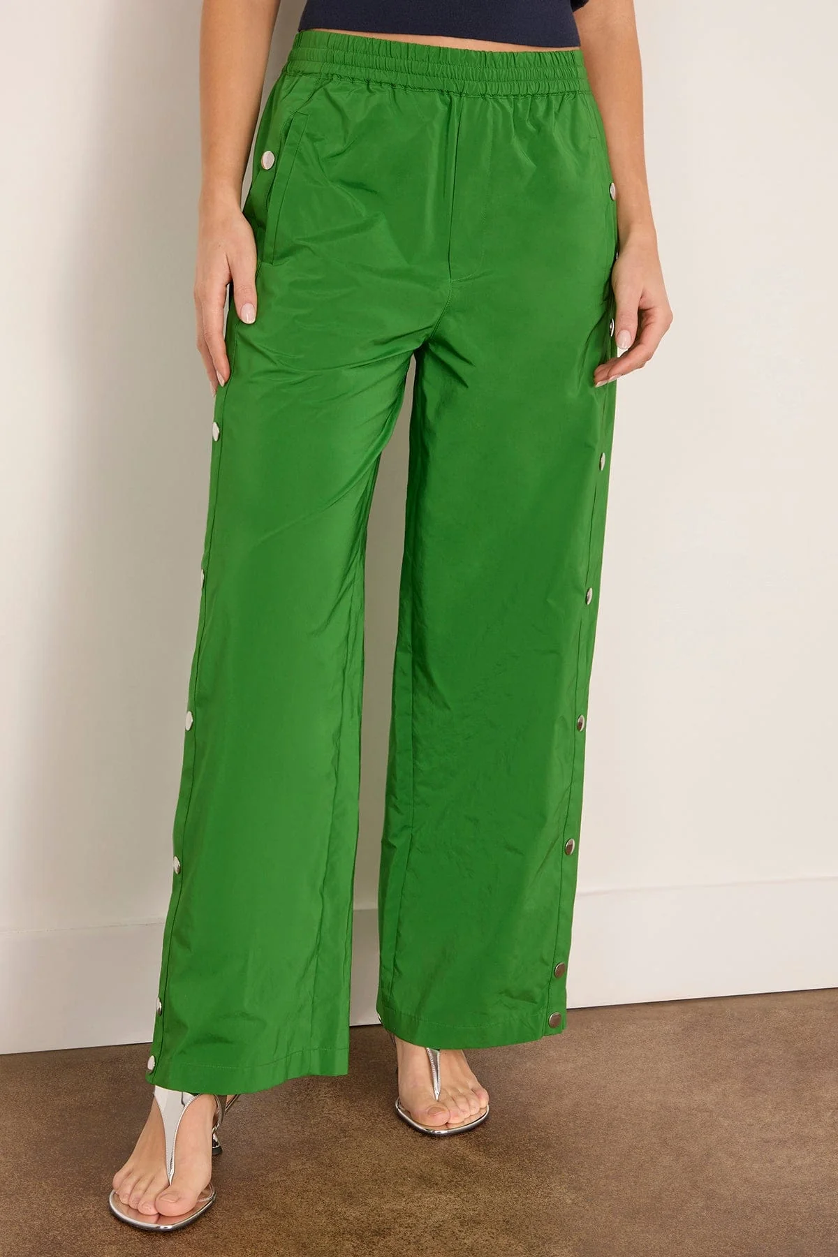 Nylon Snap Pull On Jogger in Green - Image 3