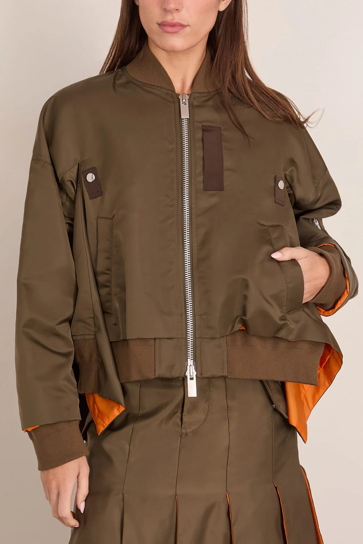 Nylon Twill Blouson in Dark Khaki - Image 3