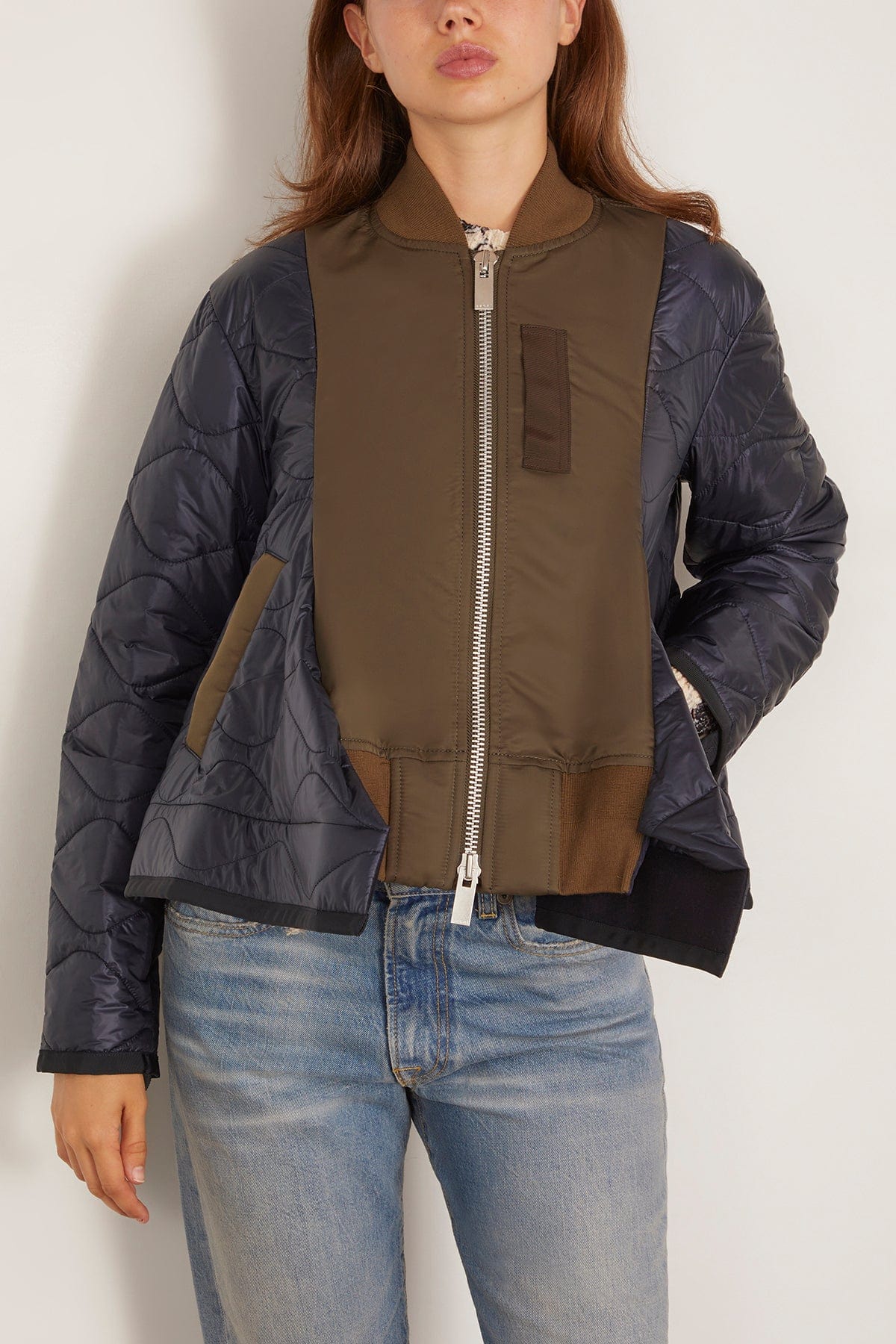 Nylon Twill Blouson in Dark Khaki/Navy - Image 3