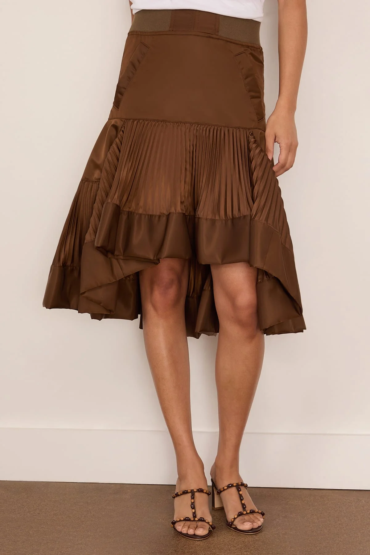 Nylon Twill Skirt in Brown - Image 3