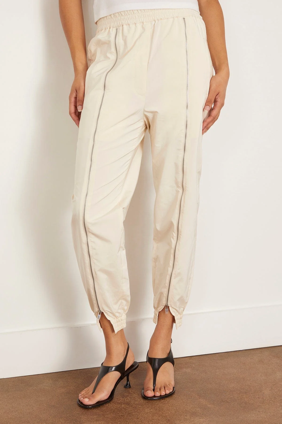Nylon Zipper Jogger in Ivory - Image 3