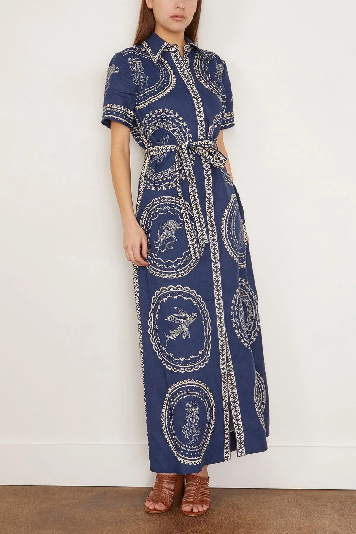 Oceane Linen Shirtdress in Navy (TS) - Image 3