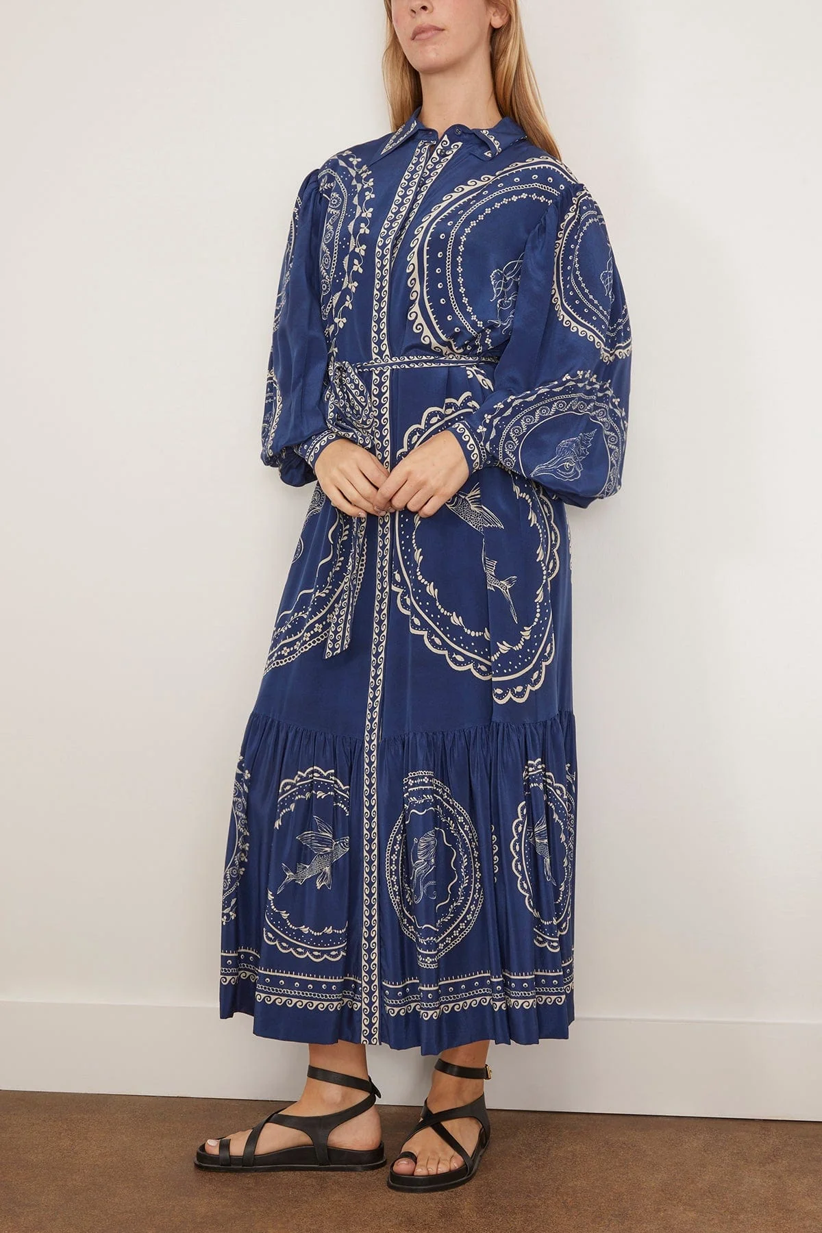 Oceane Silk Shirtdress in Blue (TS) - Image 3