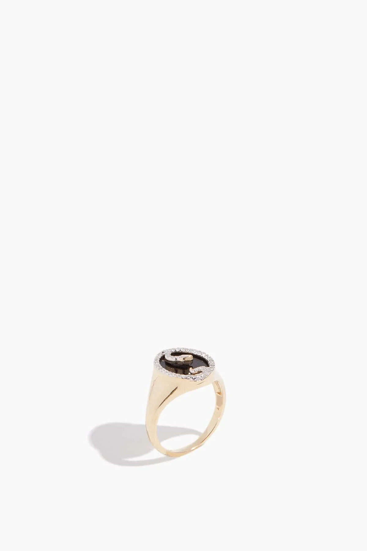 Onyx and Diamond Oval Snake Signet Ring in 14k Yellow Gold - Image 3