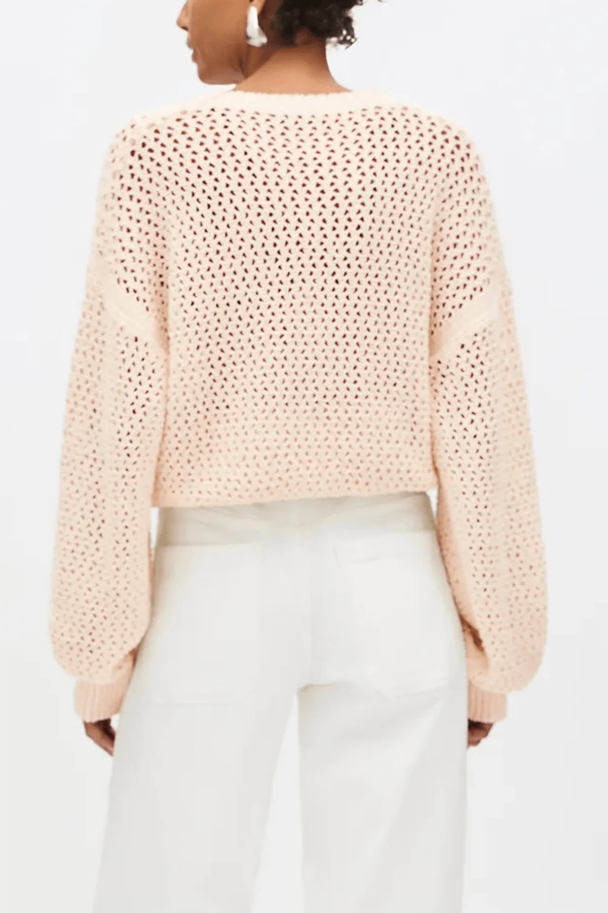 Open Knit Crewneck in Ecru - Image 4