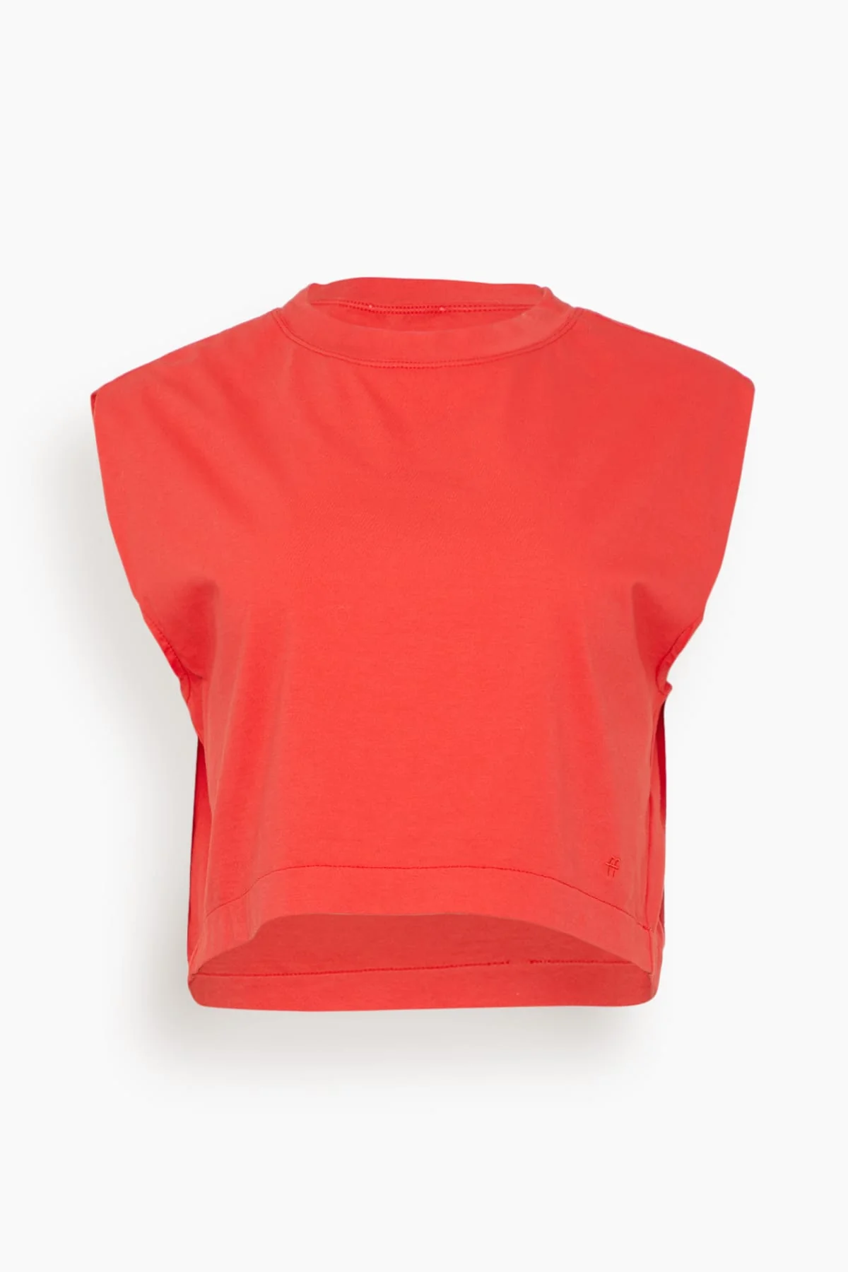Organic Cotton Jersey Wide Shoulder Top in Rouge