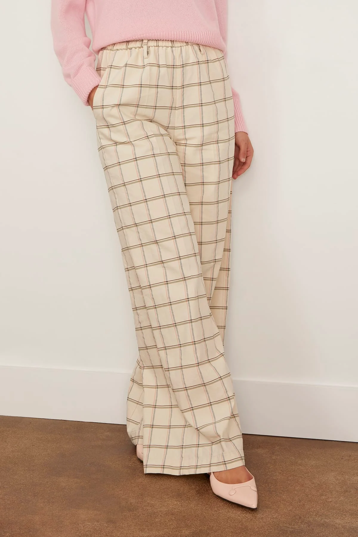 Organic Tartan Elasticated Loose Pants in Lattementa - Image 3