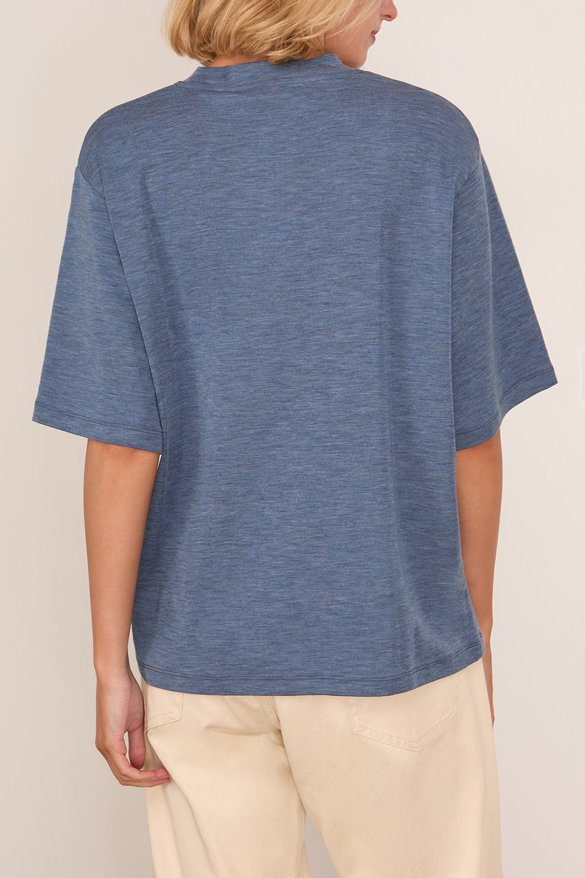 Oversized Soft Merino T-Shirt in Ocean Blue - Image 4