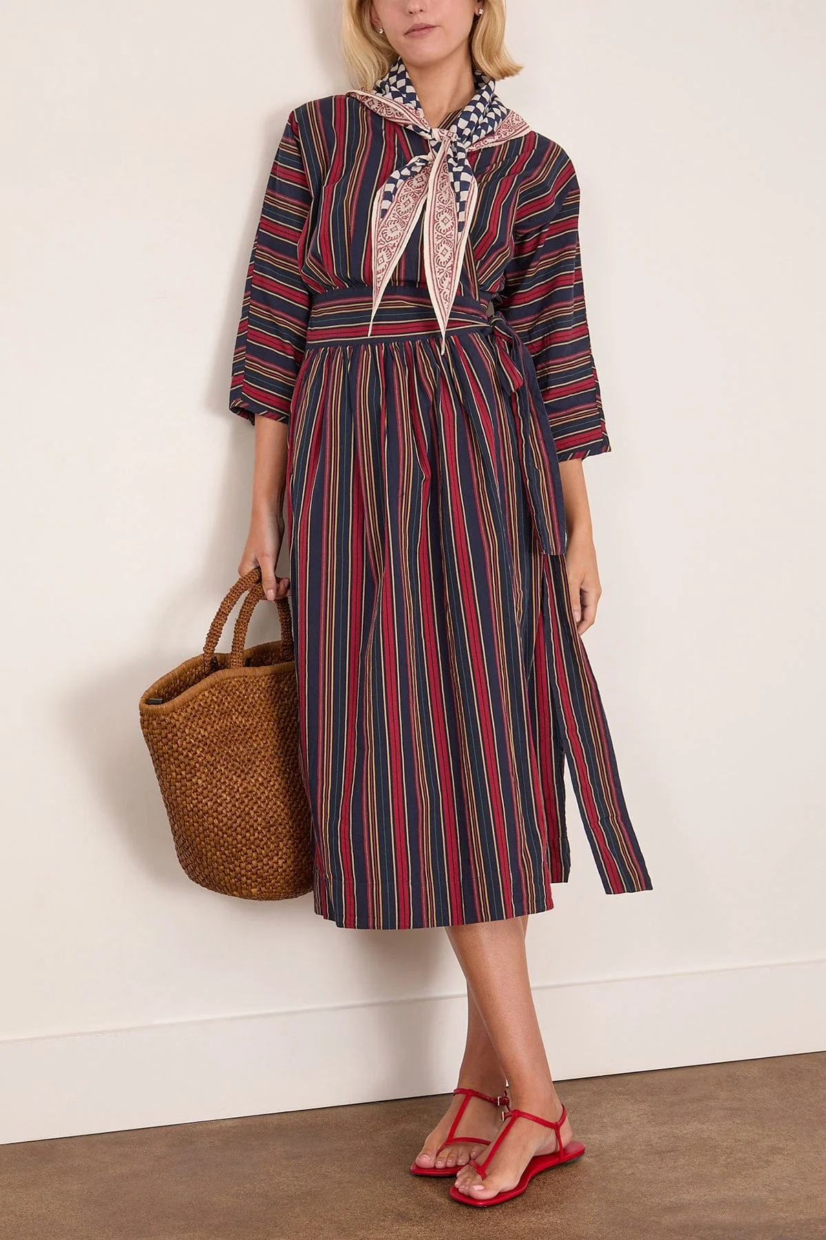 Pantry Stripe Wrap Dress in Provence Blue - Image 2