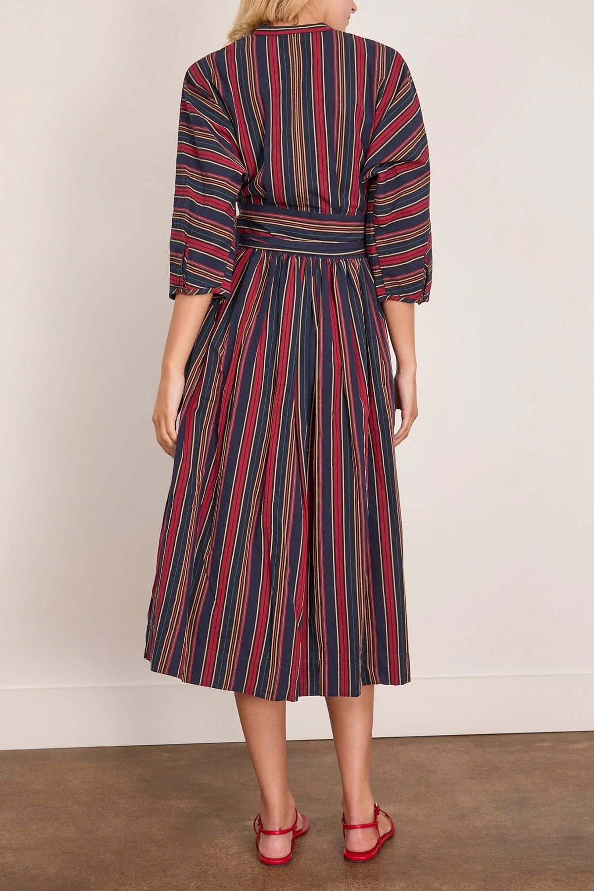 Pantry Stripe Wrap Dress in Provence Blue - Image 4