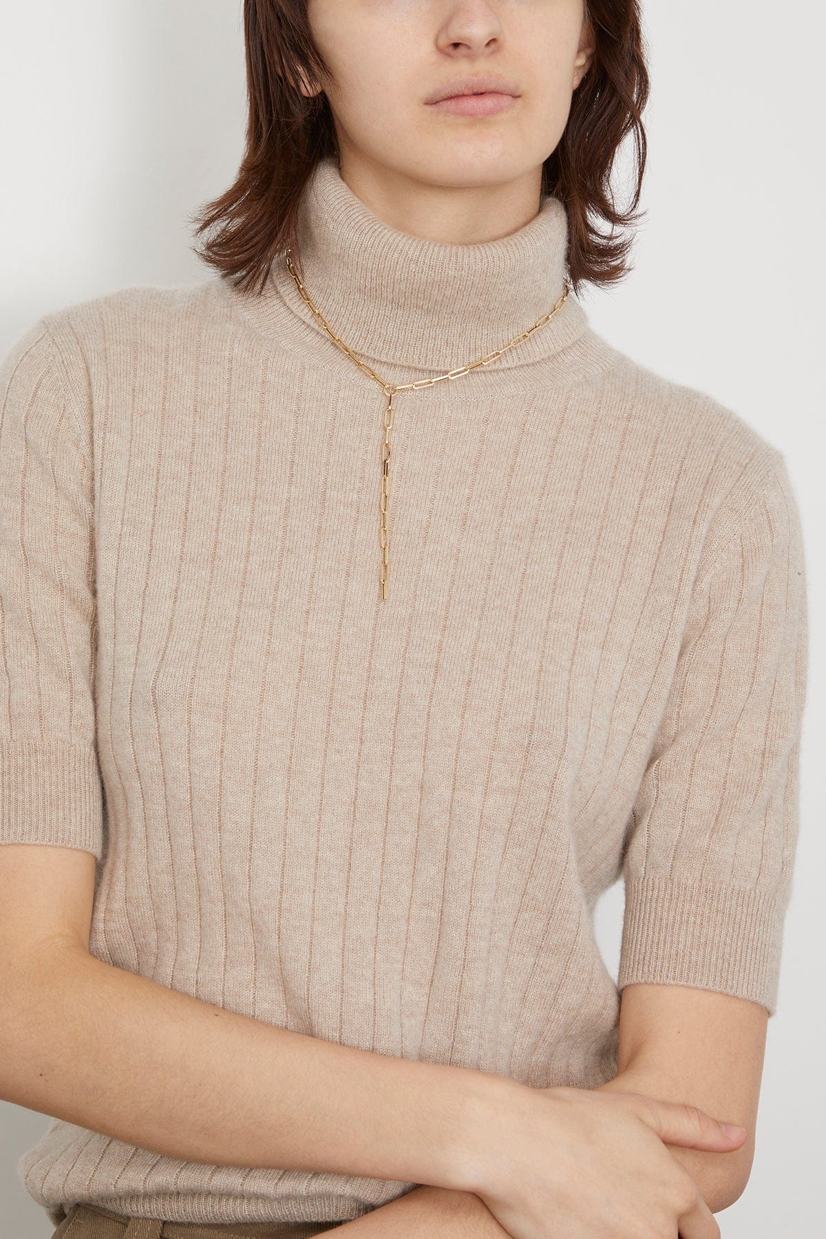 Paperclip Lariat Necklace in 14k Yellow Gold - Image 2