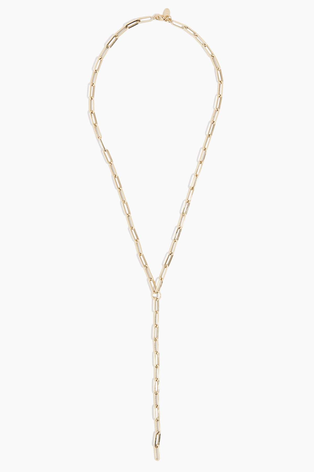 Paperclip Lariat Necklace in 14k Yellow Gold - Image 3