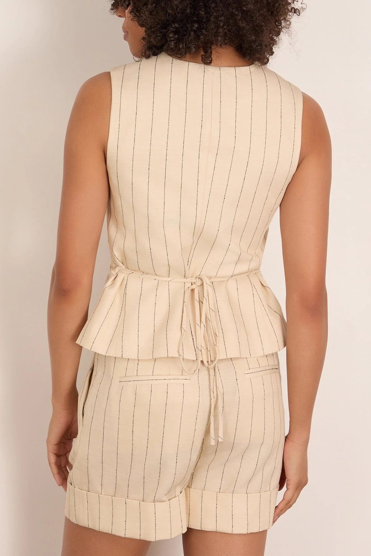 Paulette Stripe Vest in White Stripe - Image 4