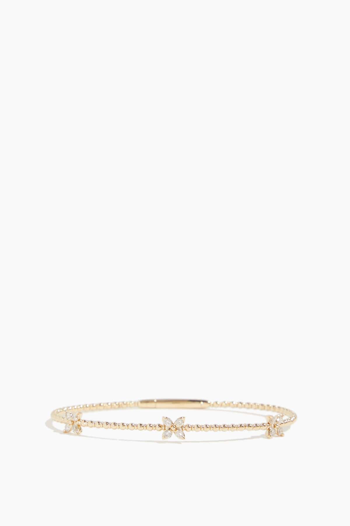 Pave Butterfly Flexible Bangle in 14k Yellow Gold