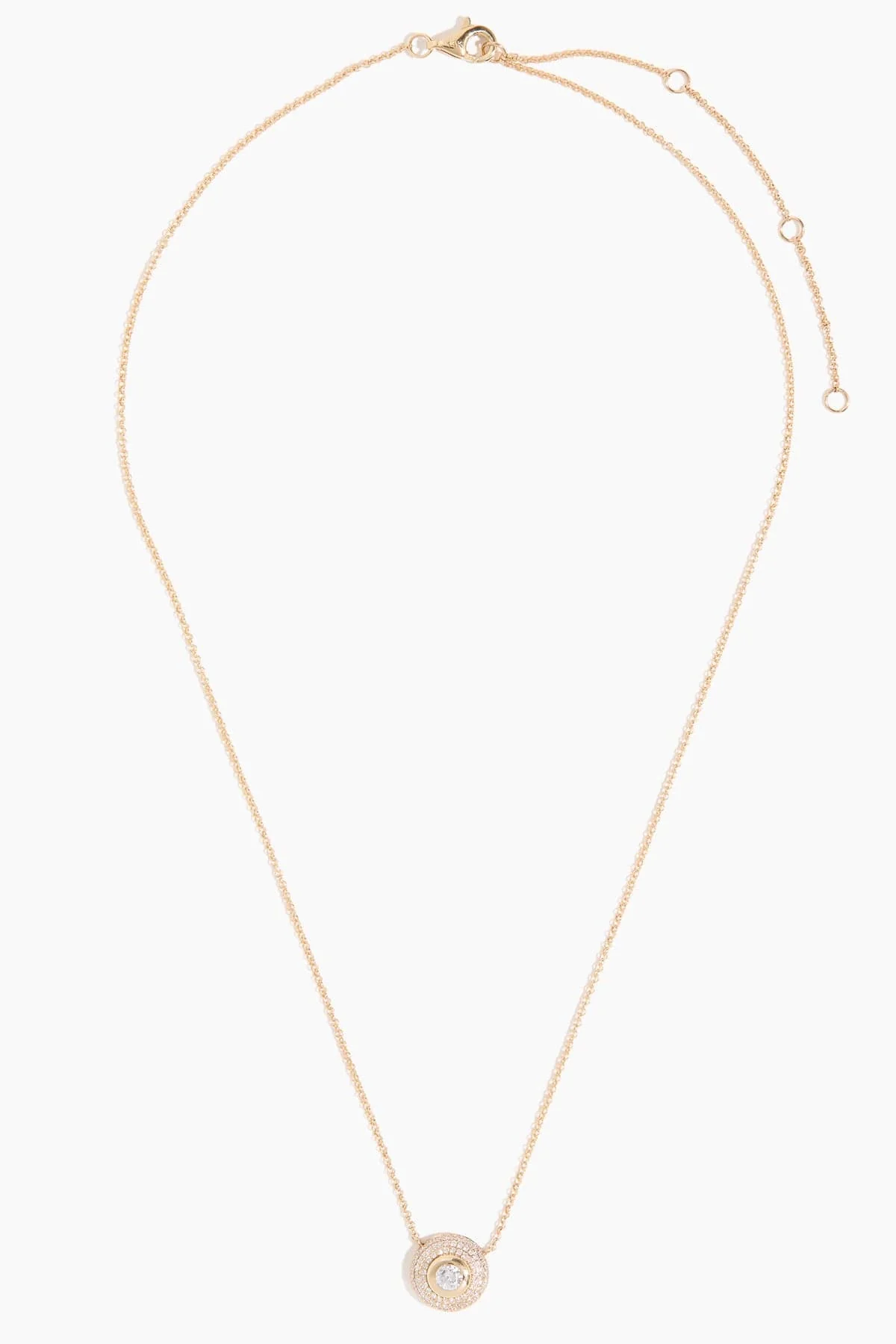 Pave Diamond Bezel Necklace in 14k Yellow Gold - Image 3