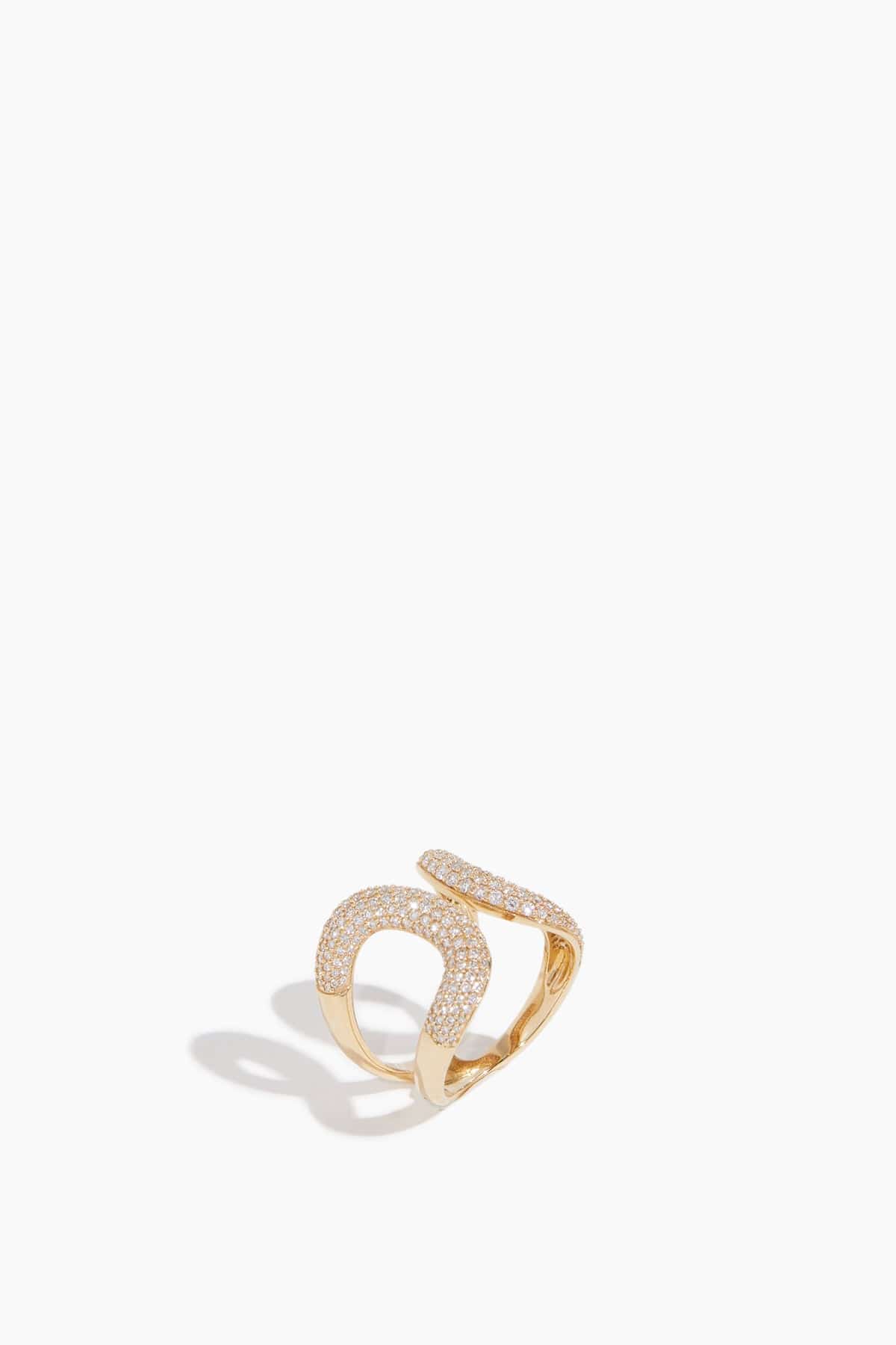 Pave Open Cuff Ring in 14k Yellow Gold - Image 3