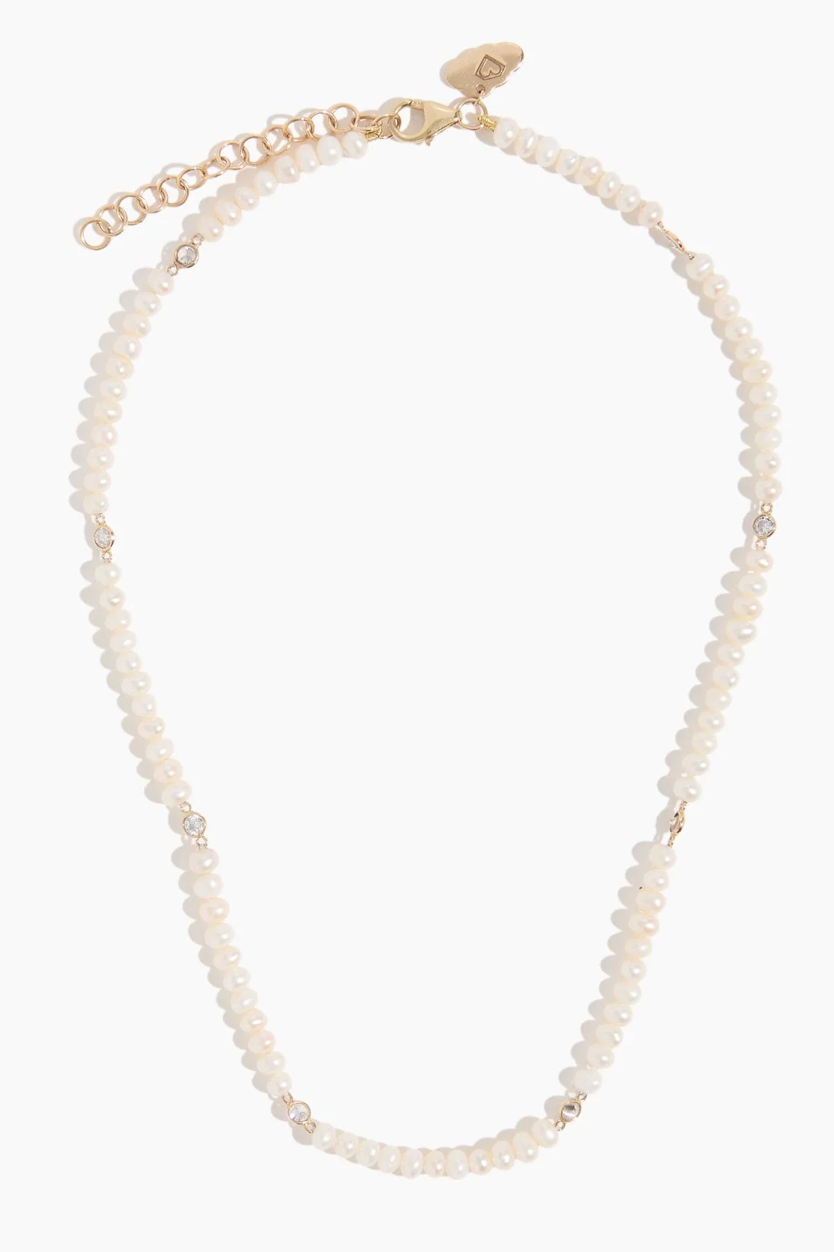 Pearl and Diamond Necklace in 14k Yellow Gold - Image 3