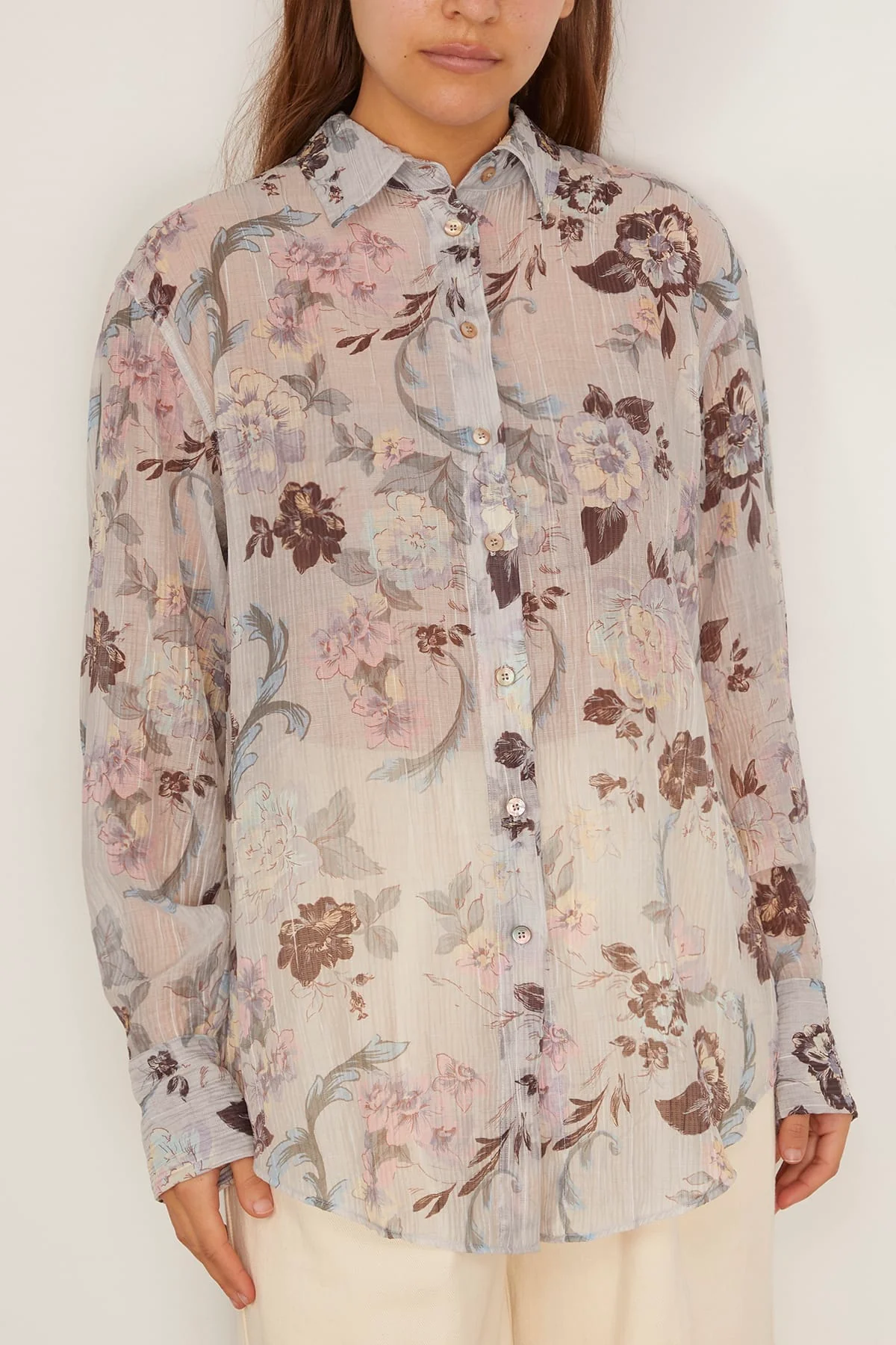 Peonia My Love Creponne Voile Shirt in Glicine - Image 3