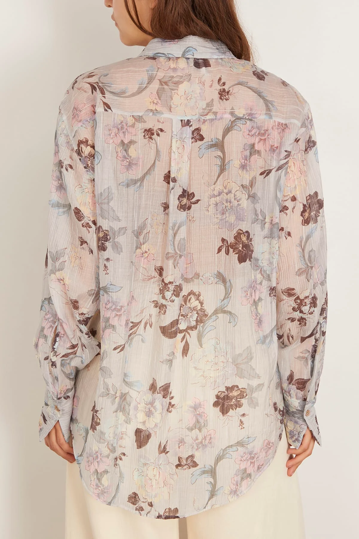 Peonia My Love Creponne Voile Shirt in Glicine - Image 4