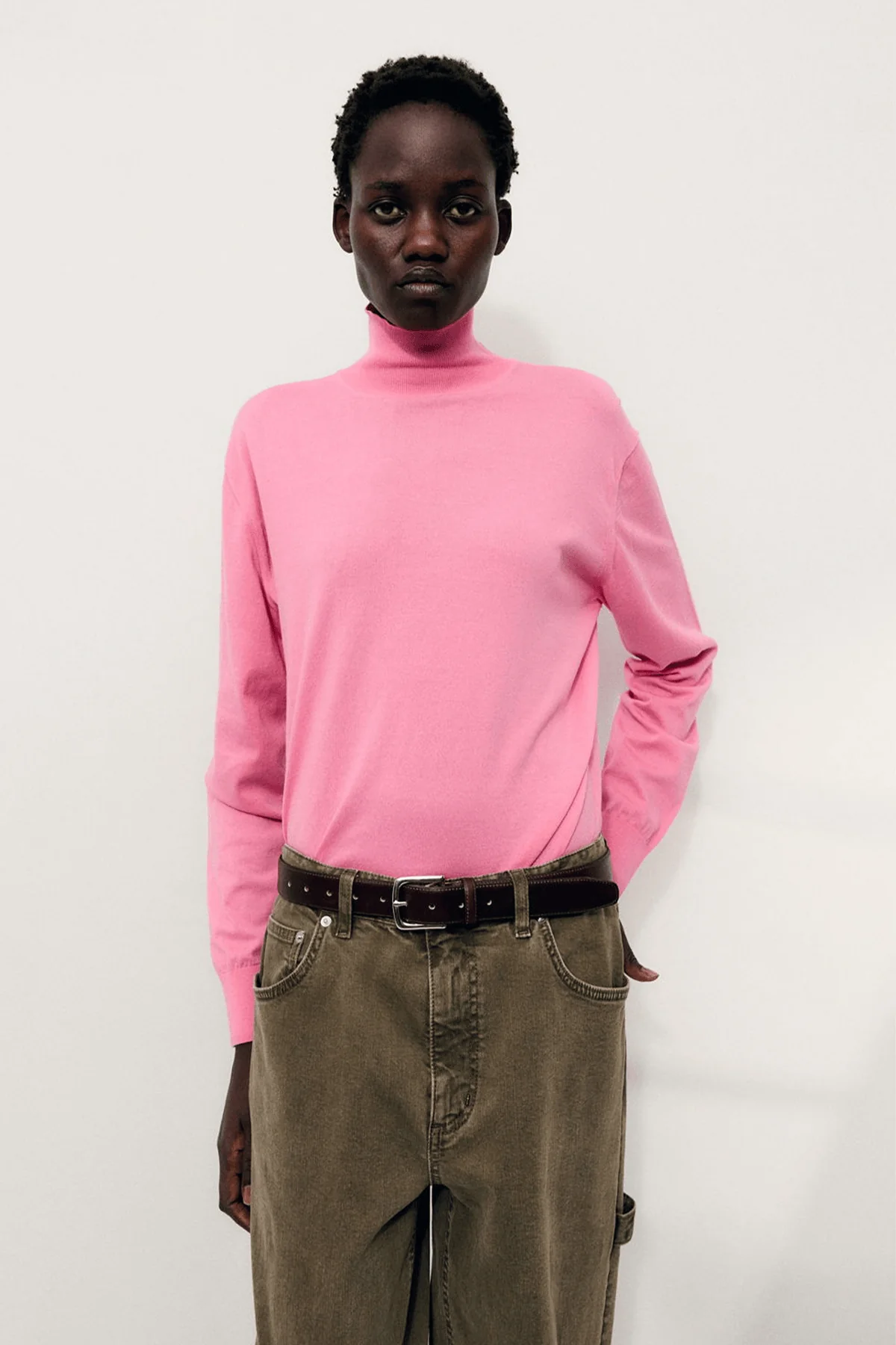 Perfect Turtleneck Pullover in Bubble Gum Pink - Image 5