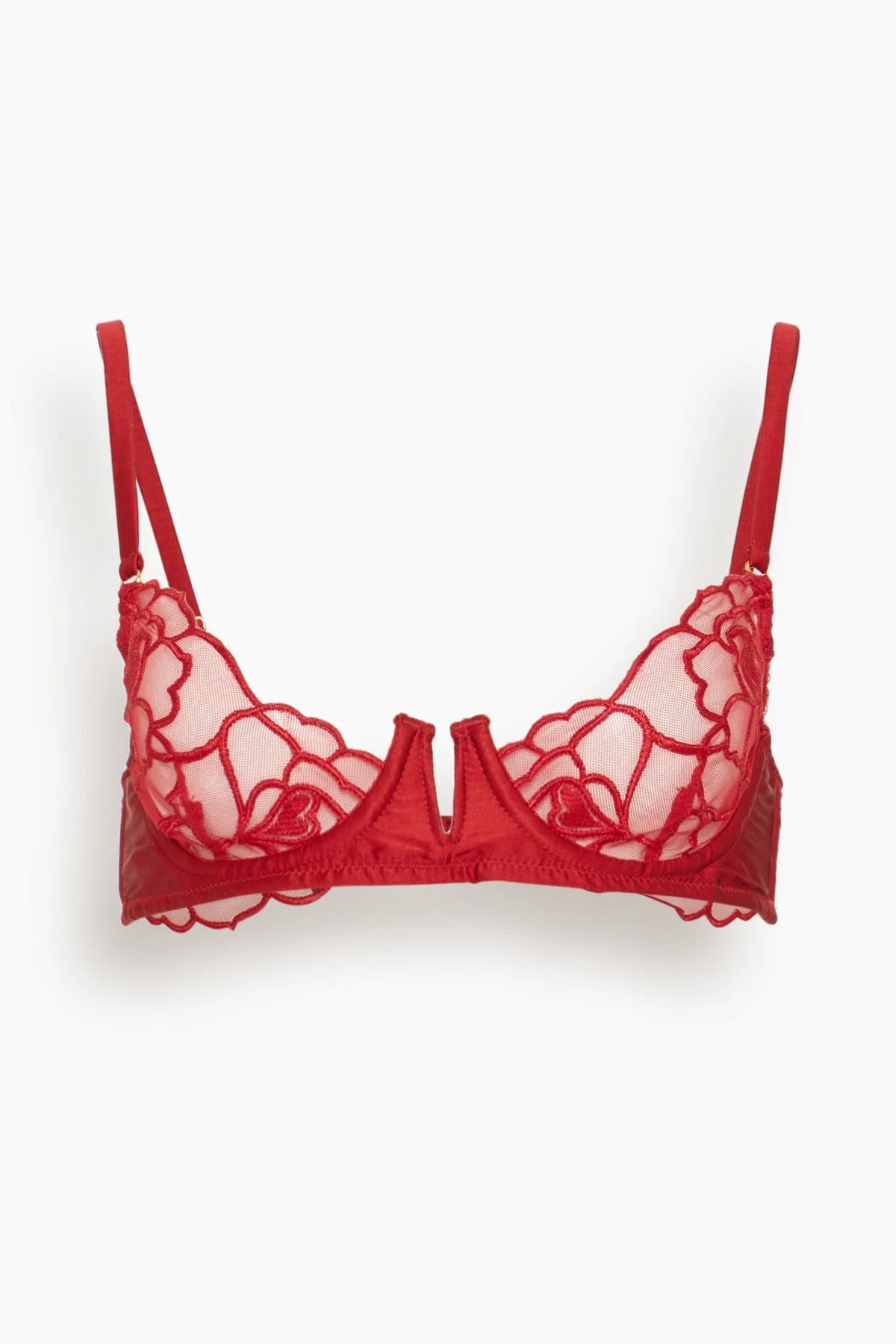 Petite Chou Embroidery Demi Bra in Red