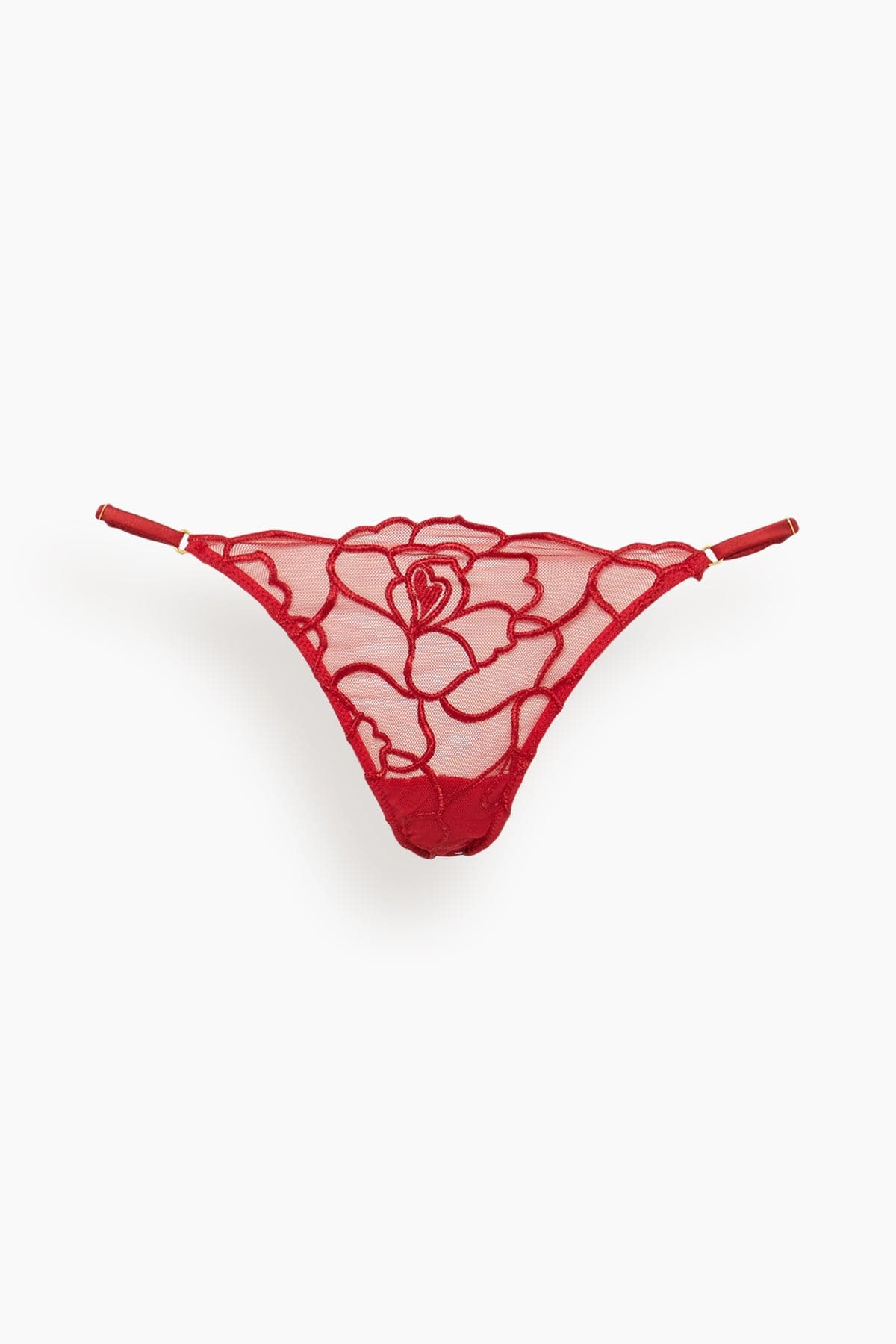 Petite Chou Embroidery Thong in Red