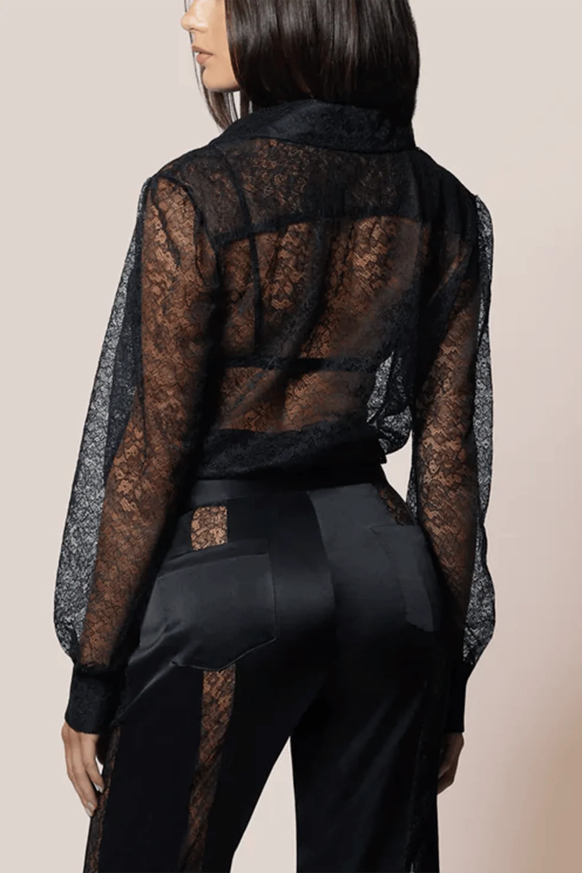 Petite Fleur Crossover Bodysuit in Black - Image 4