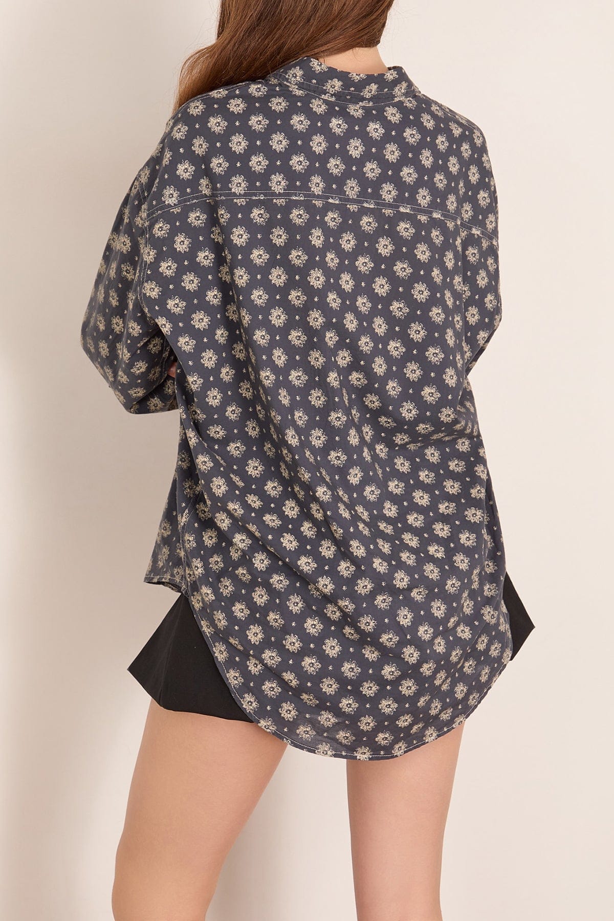 Pintuck Dropneck Shirt in Airy Indigo Blossom - Image 4