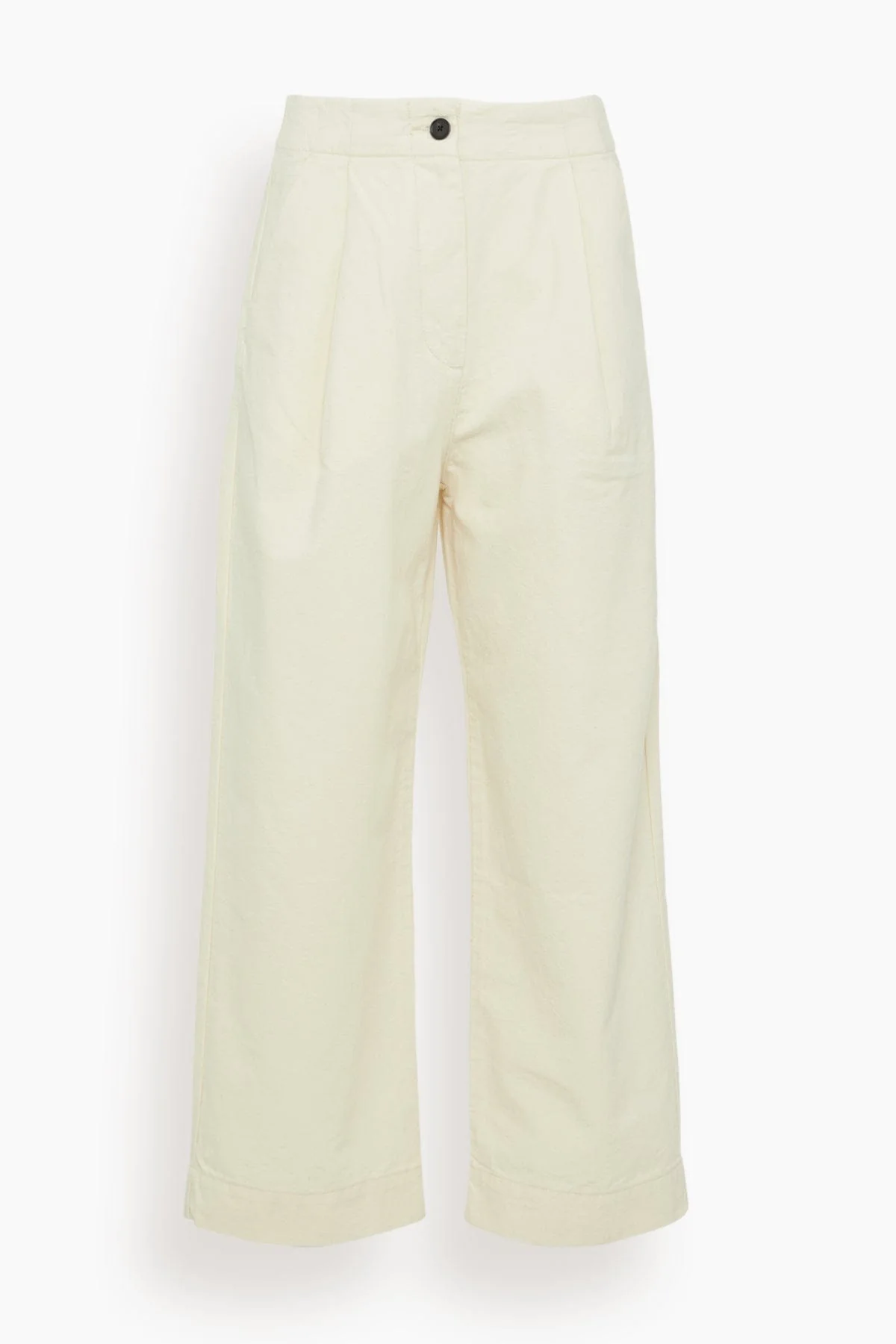 Pleat Front Cotton Trousers in Natural