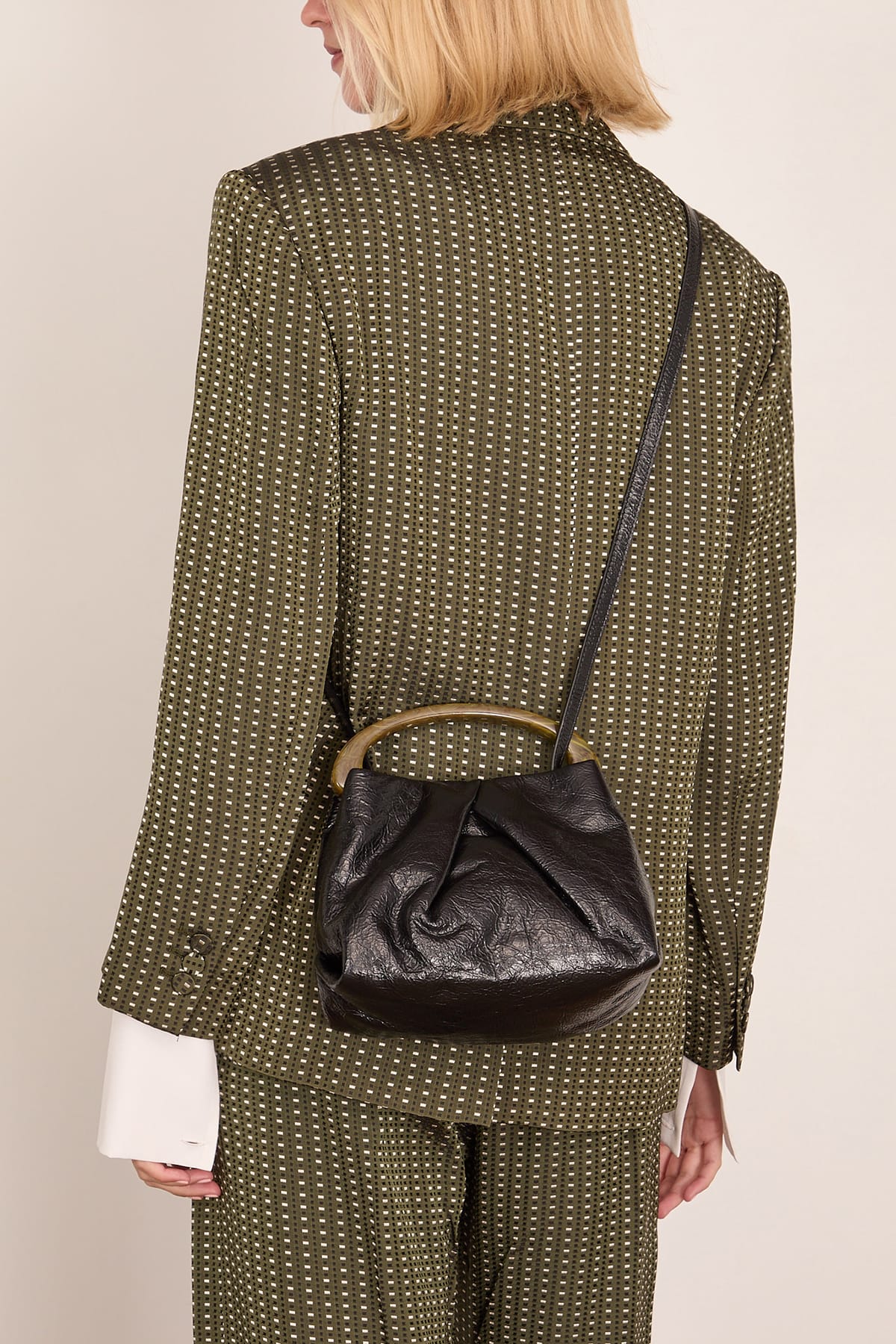 Pleated Leather Bag in Black - Image 3