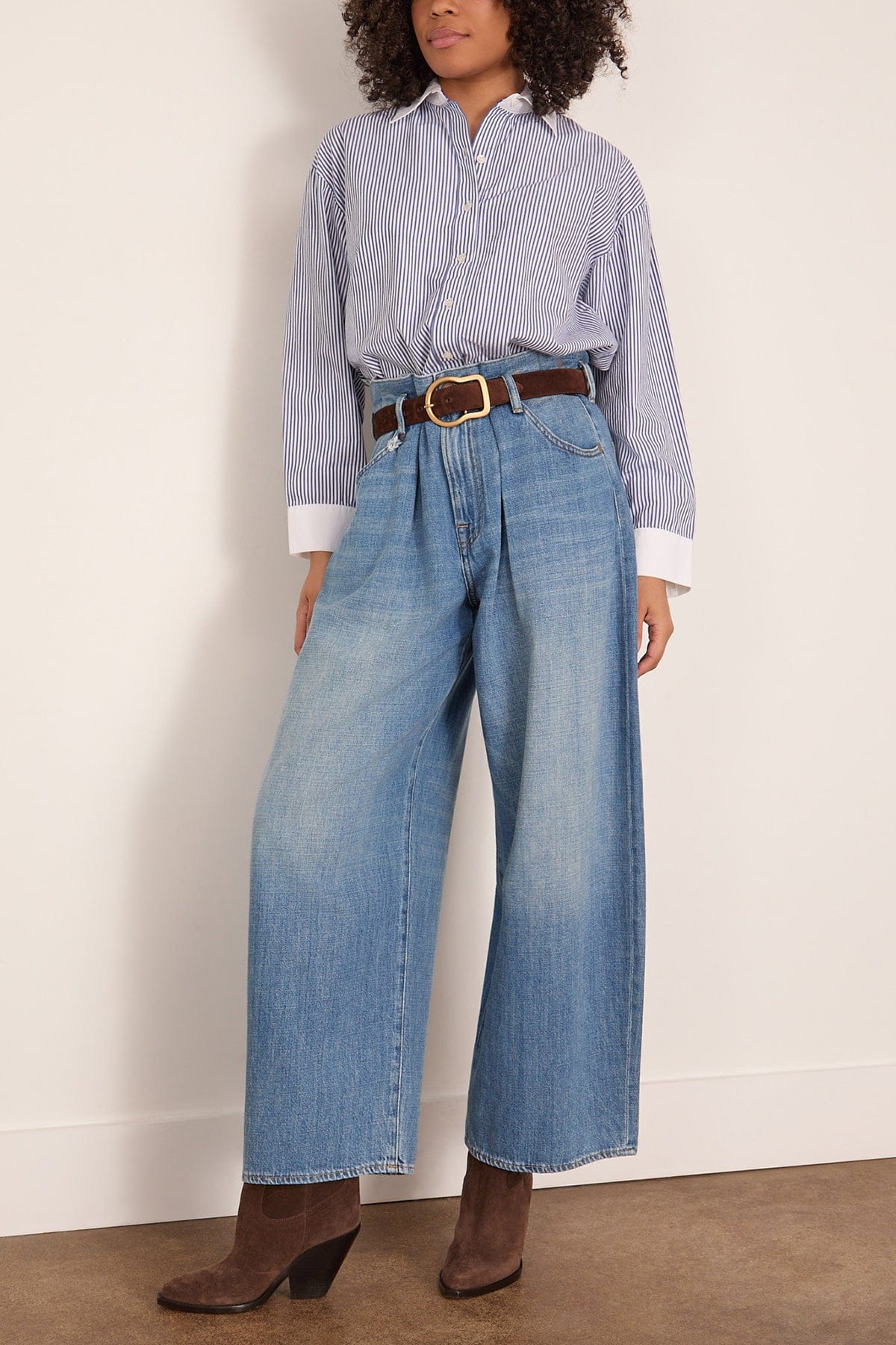 Pleated Waistband Jean in Concrete Blue - Image 2