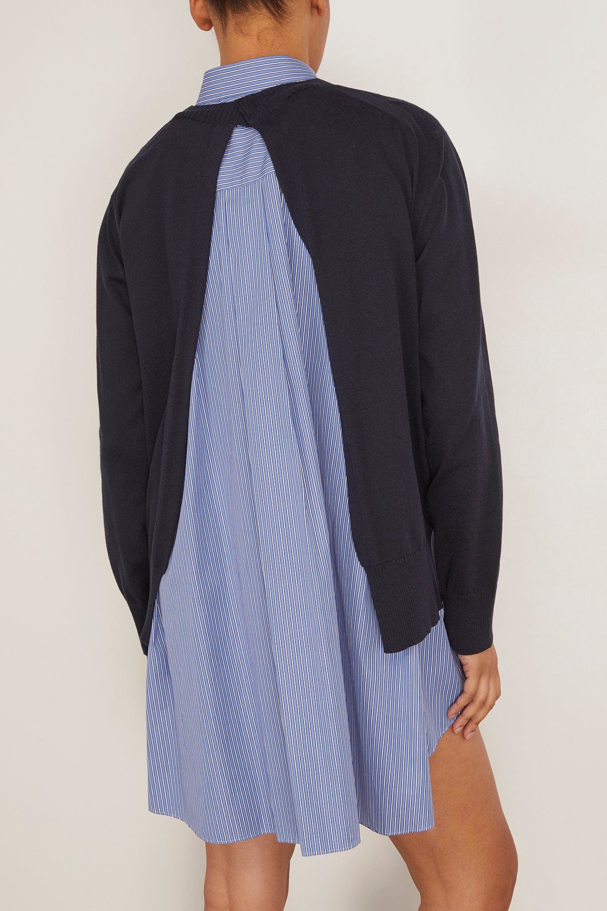 Poplin Cotton Knit Dress in Navy/Blue Stripe - Image 4